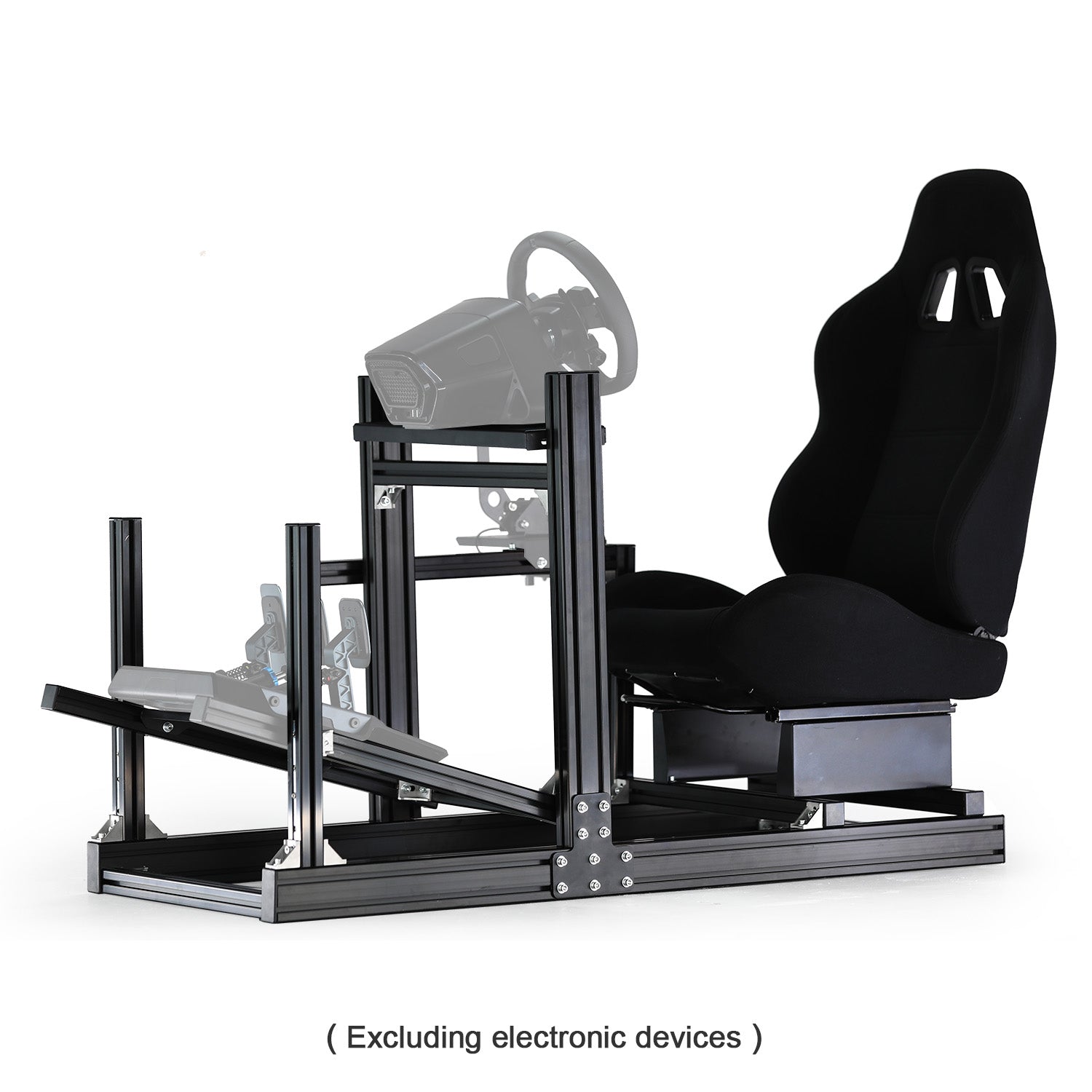 Minneer 4080 Aluminum Profile Racing Sim Cockpit with Black Seat, Ultra Strength & Rigidity, Fit for Logitech,Thrustmaster, Fanatec G29 G923 T248, Not Include Steering Wheel,Pedals,Handbrake