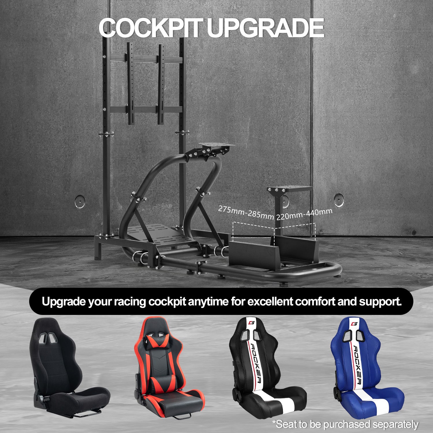 Minneer Racing Sim Mount with Monitor Stand Compatible with Logitech G29 G920, Thrustmaster T248, Fanatec, Professional Gaming Steering Wheel Mount, Seat, Steering Wheel and Foot Pedal Not Provided