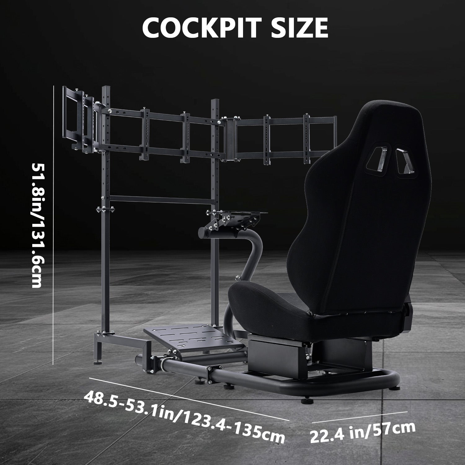 Minneer Racing Sim Cockpit with Red Black and Triple Monitor Stand, Wide Compatibility, Fit for Logitech G29 G923, for Thrustmaster T248, Not Include Steering Wheel,Pedals,Handbrake