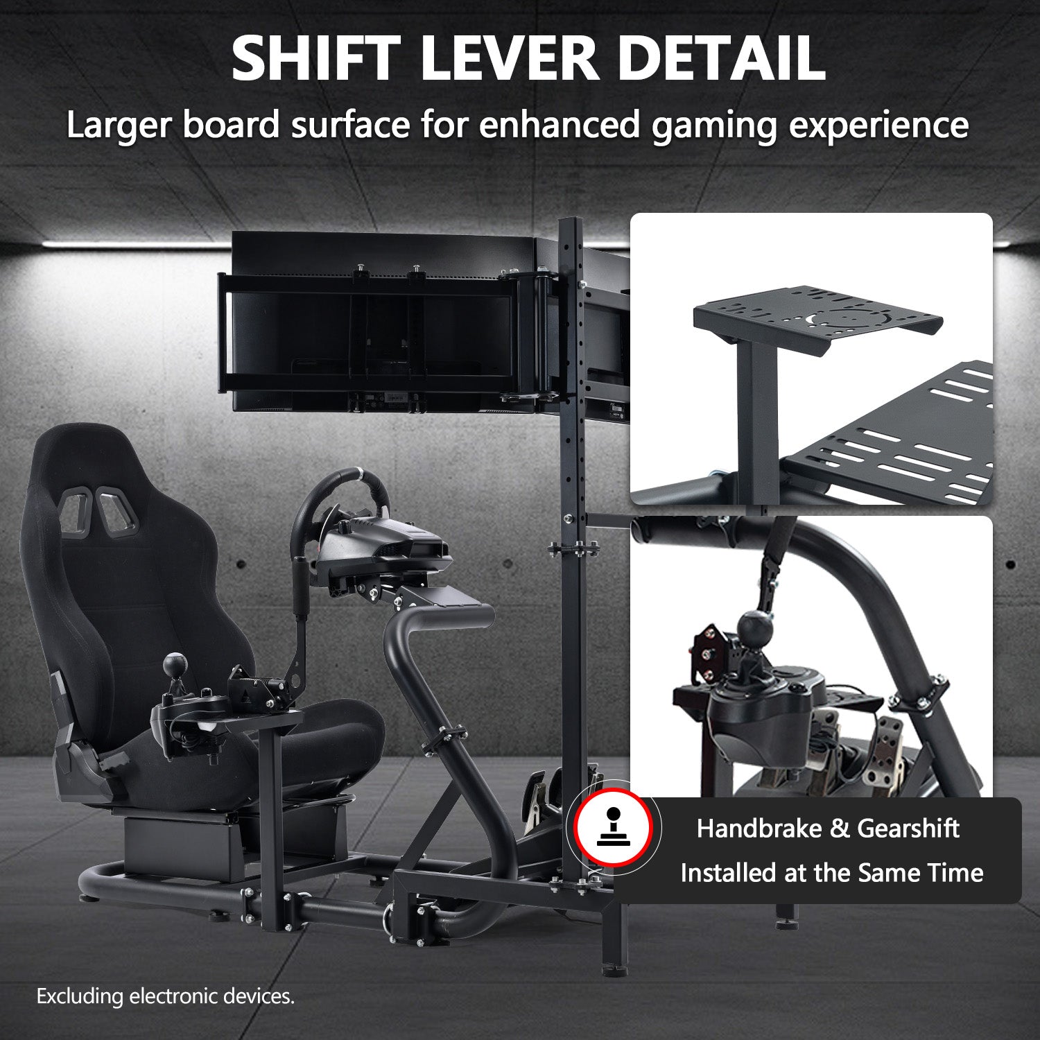 Minneer Racing Sim Cockpit with Red Black and Triple Monitor Stand, Wide Compatibility, Fit for Logitech G29 G923, for Thrustmaster T248, Not Include Steering Wheel,Pedals,Handbrake