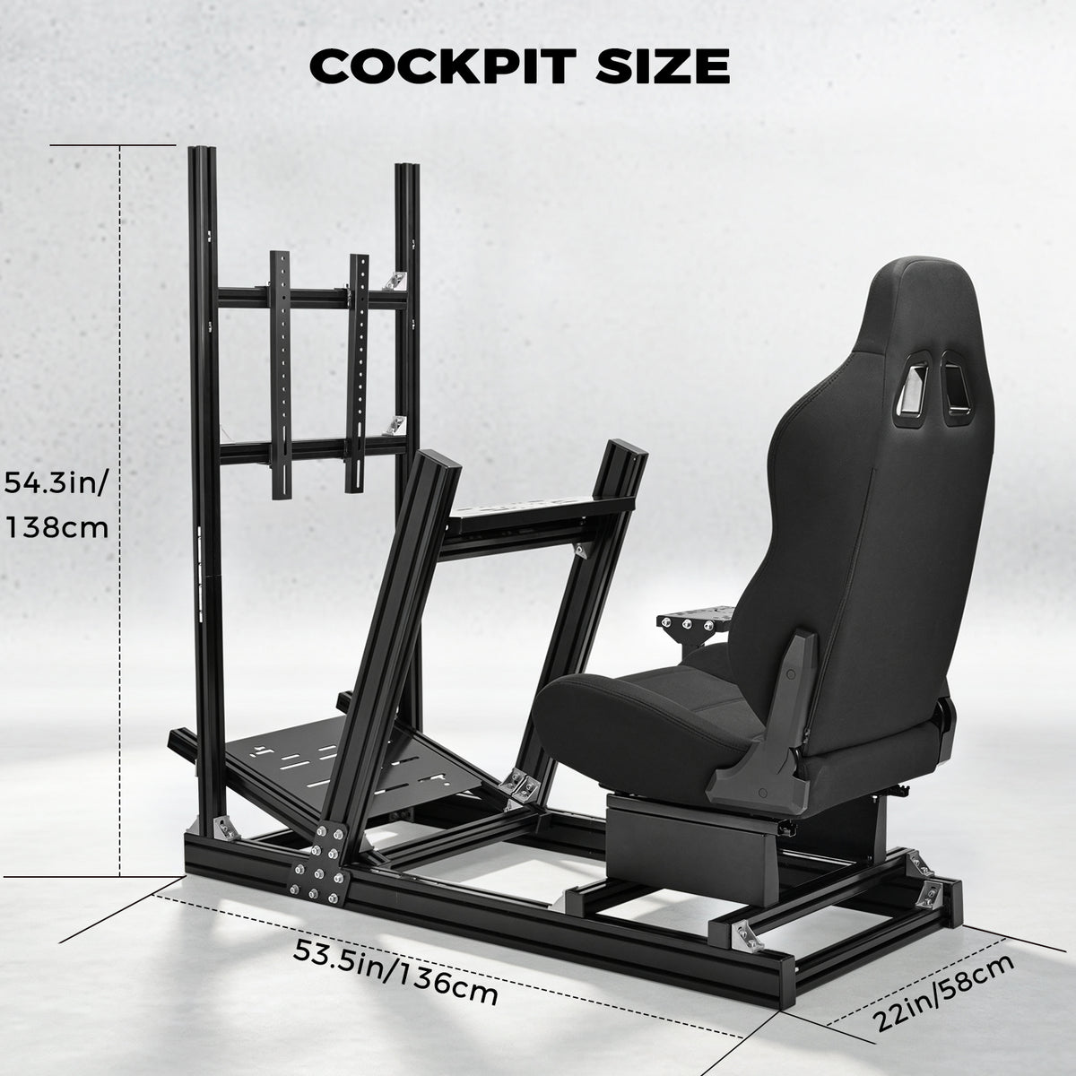 Minneer 4080 Aluminum Profile Racing Simulator Cockpit with Red Seat and Monitor Stand, Fully Adjustability, Fit for Logitech G920 & G923, Xbox, Thrustmaster T300Rs, Sim Frame 8040, without Steering Wheel, Pedals, Handbrak and Monitor