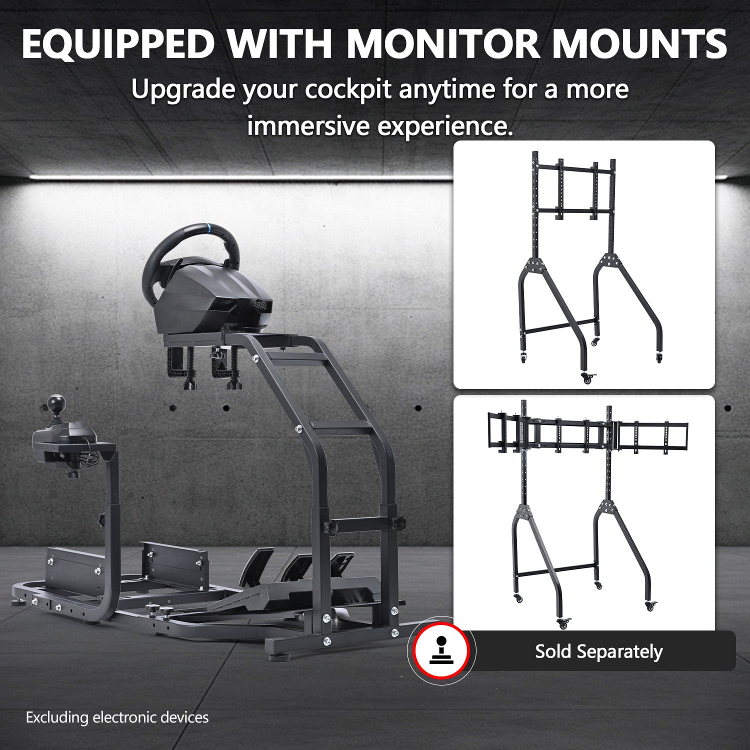 Minneer Racing Simulator Cockpit Gaming Frame Fits for Logitech/Thrustmaster/Fanatec G27 G29 G920 G923 T300,Adjustable Driving Steering Wheel Stand,Not Included Wheel, Pedal and Seat