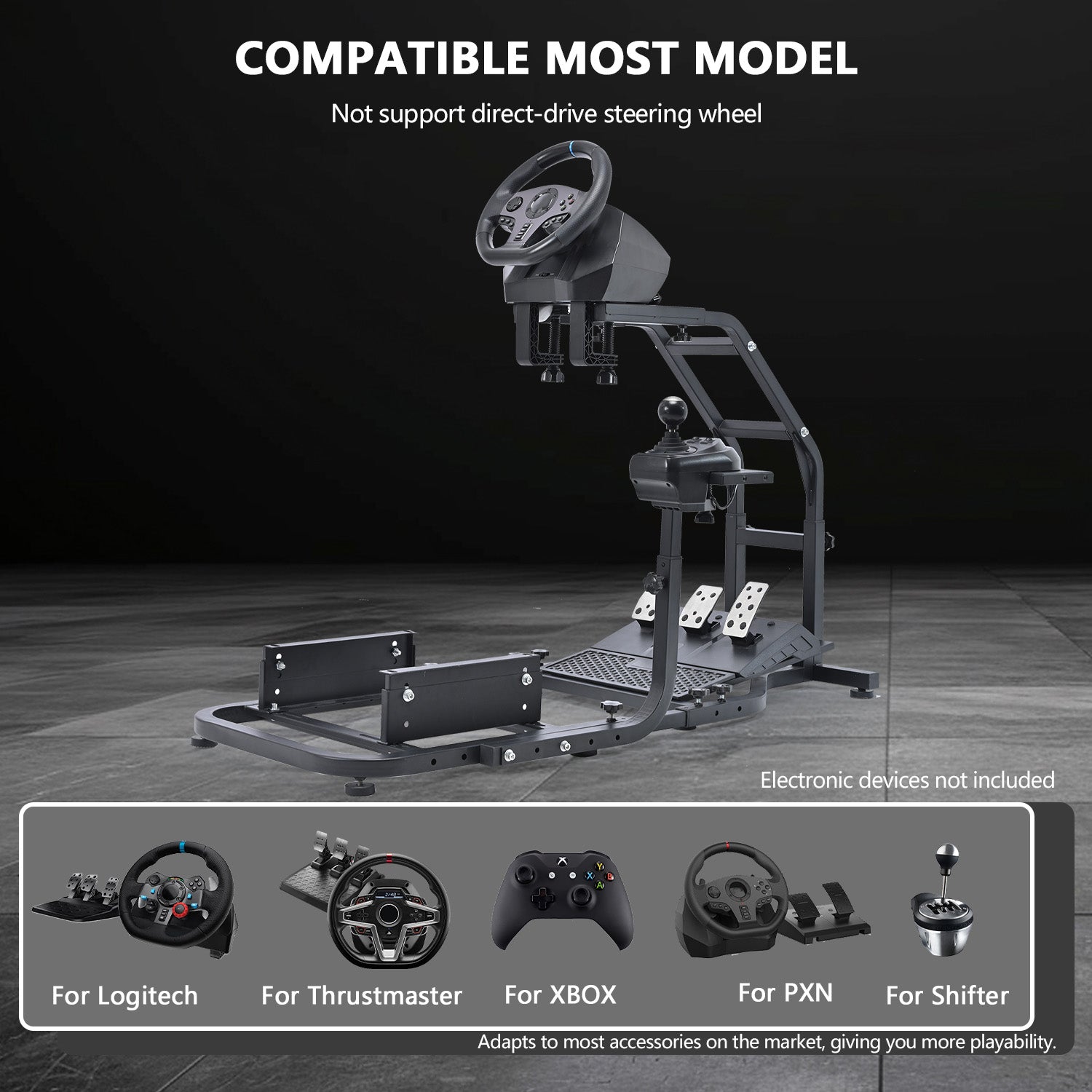 Minneer Racing Simulator Cockpit Gaming Frame Fits for Logitech/Thrustmaster/Fanatec G27 G29 G920 G923 T300,Adjustable Driving Steering Wheel Stand,Not Included Wheel, Pedal and Seat