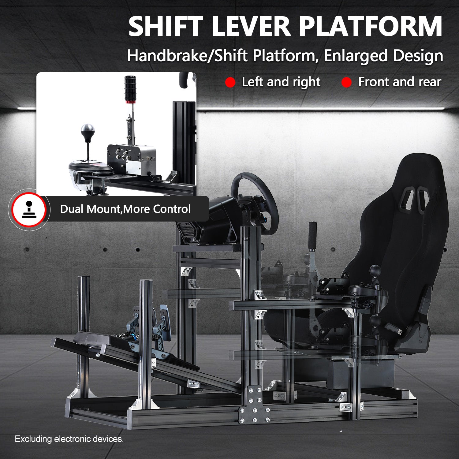 Minneer 4080 Aluminum Profile Racing Sim Cockpit with Black Seat, Ultra Strength & Rigidity, Fit for Logitech,Thrustmaster, Fanatec G29 G923 T248, Not Include Steering Wheel,Pedals,Handbrake