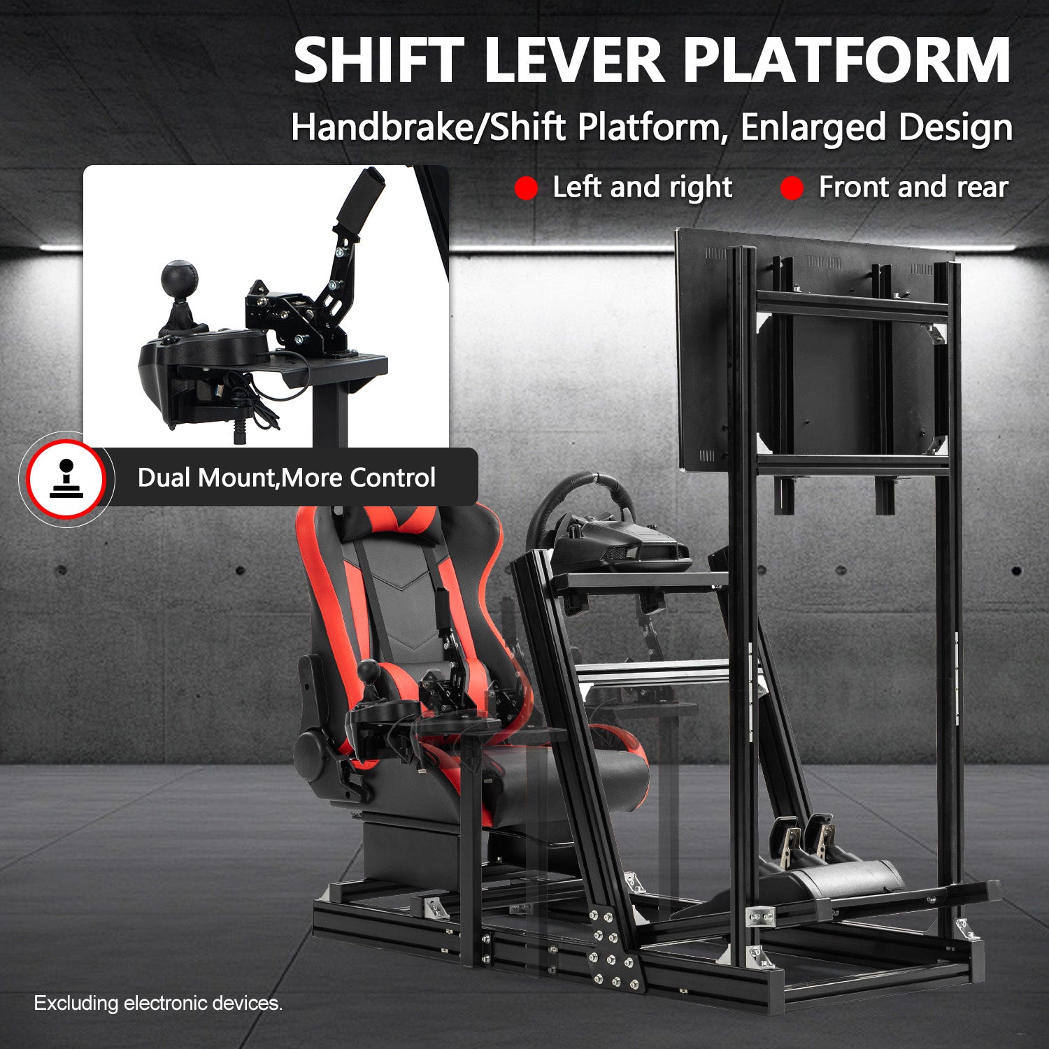 Minneer 4080 Aluminum Profile Racing Simulator Cockpit with Red Seat and Monitor Stand, Fully Adjustability, Fit for Logitech, Thrustmaster, Fanatec G29 G920 T248, Not Include Steering Wheel,Pedals,Handbrake,Monitor