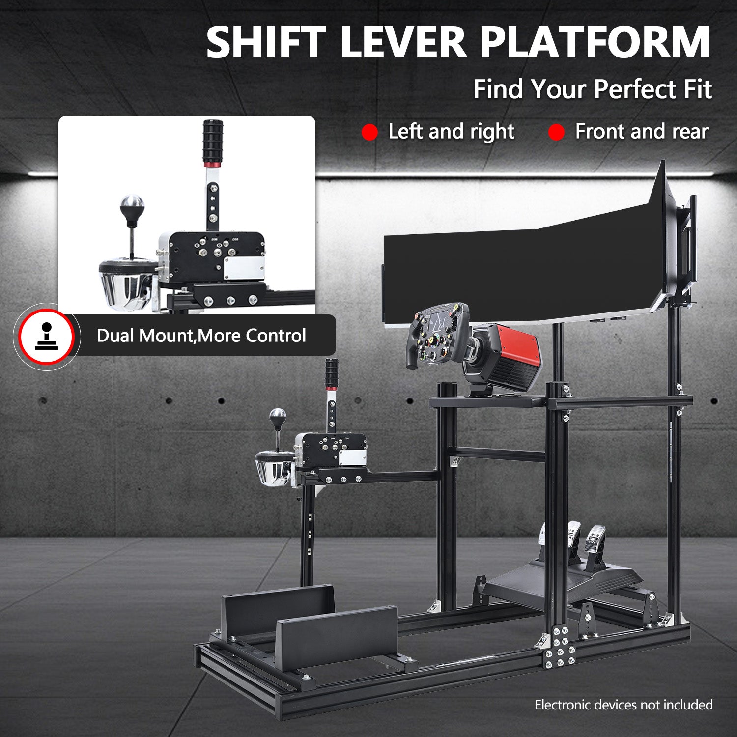 Dardoo 3060 Aluminum Racing Simulator Cockpit with Triple Monitor Stand , Fully Adjustable, Fit for Logitech G29 G923, Analog Frame 3060, Steering Wheel, Pedals, and Hand Brake Not Included