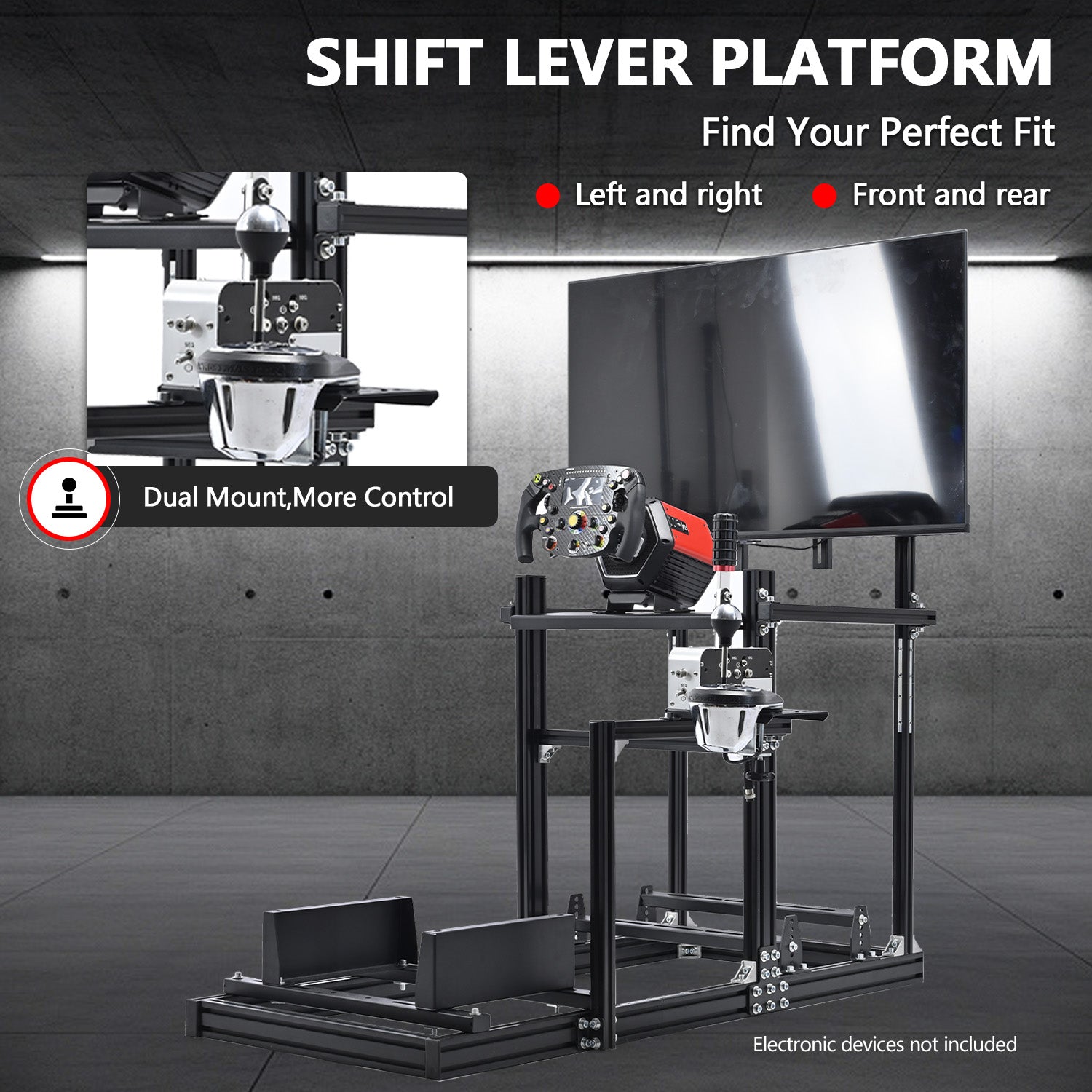 Minneer3060 Aluminum Profile Racing Sim Cockpit with TV stand, Ultra Strength & Rigidity, Fit for Logitech,Thrustmaster, Fanatec G29 G923 T248, Not Include Steering Wheel,Pedals,Handbrake