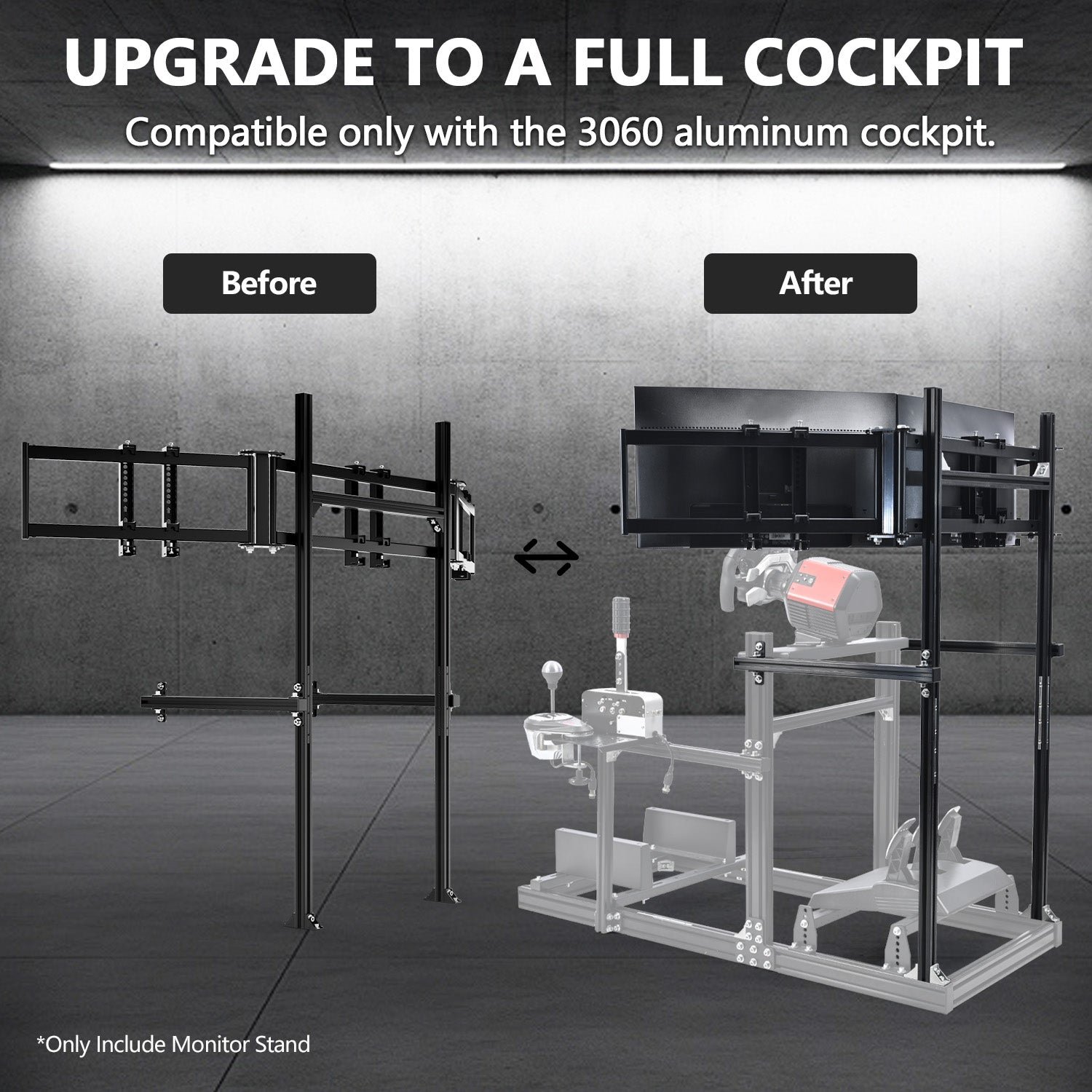 Minneer 3060 Aluminum Profile Cockpit Triple Monitor Stand for Racing Simulator Stand