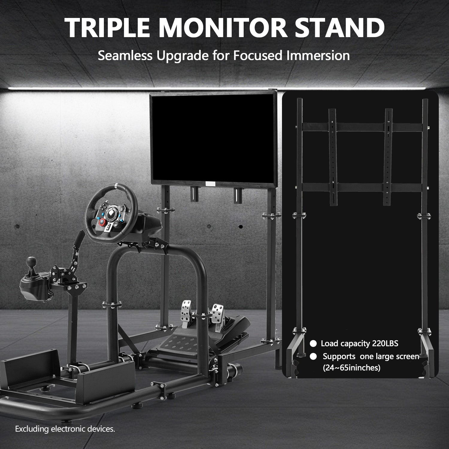 Minneer Racing Sim Cockpit, Wide Compatibility, Fit for Logitech,Thrustmaster, Fanatec G29 G923 T248, Not Include Steering Wheel,Pedals,Handbrake