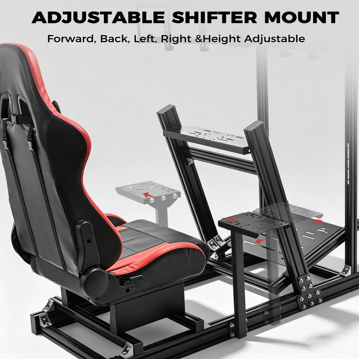 Minneer 4080 Aluminum Racing Simulator Cockpit with Black Seat and Triple Monitor Stand, Fully Adjustability, Fit for Logitech, Thrustmaster, Fanatec G29 G920 T248, Not Include Steering Wheel,Pedals,Handbrake,Monitor