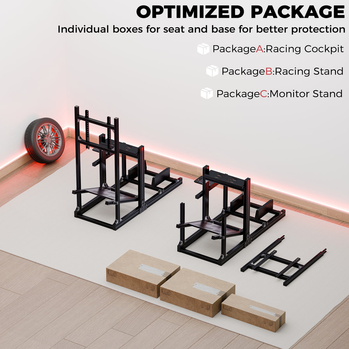 Minneer 4080 Aluminum Profile Racing Simulator Cockpit with Monitor Mount, Unlimited Adjustment, Fit for Thrustmaster, Fanatec, Moza, Logitech G29 GPro, Not Include Steering Wheel,Pedals,Handbrake