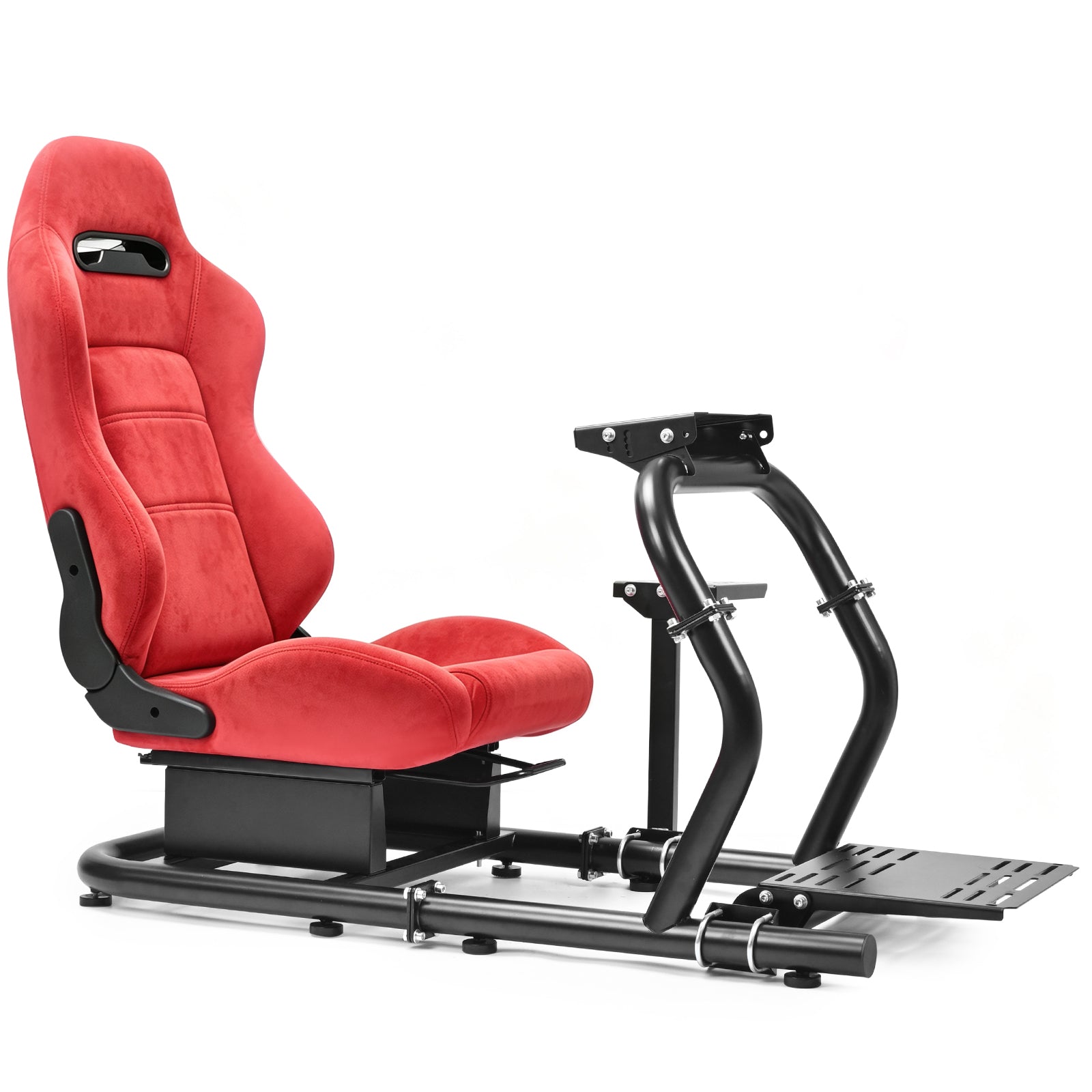 Minneer 50MM Adjustable Racing Cockpit with Red Suede Seat Fit for Logitech G29 G920 G923, for Thrustmaster, for Fanatec Adjustable Racing Wheel Stand, Gaming Race Cockpit Without Steering Wheel Pedal Shifter