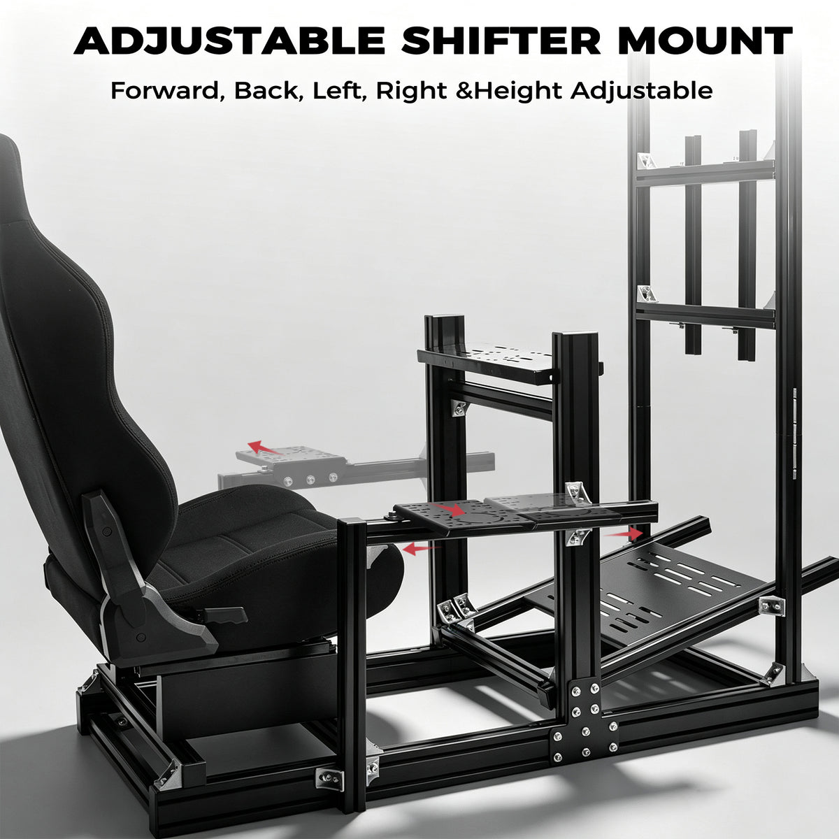 Minneer 4080 Aluminum Profile Racing Sim Cockpit with Black Seat and Monitor stand, Ultra Strength & Rigidity, Fit for Logitech,Thrustmaster, Fanatec G29 G923 T248, Not Include Steering Wheel,Pedals,Handbrake