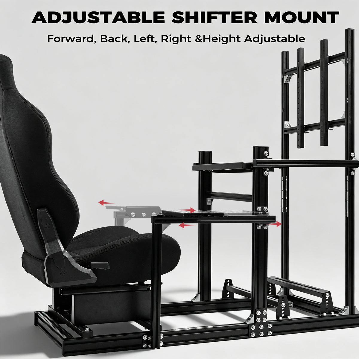 Minneer 3060 Racing Simulator Cockpit with Black Seat and TV Stand, Ultra Strength and Rigidity, Fits Logitech G29 G923, Analog Frame 3060, Steering Wheel, Pedals, and Hand Brake Not Included