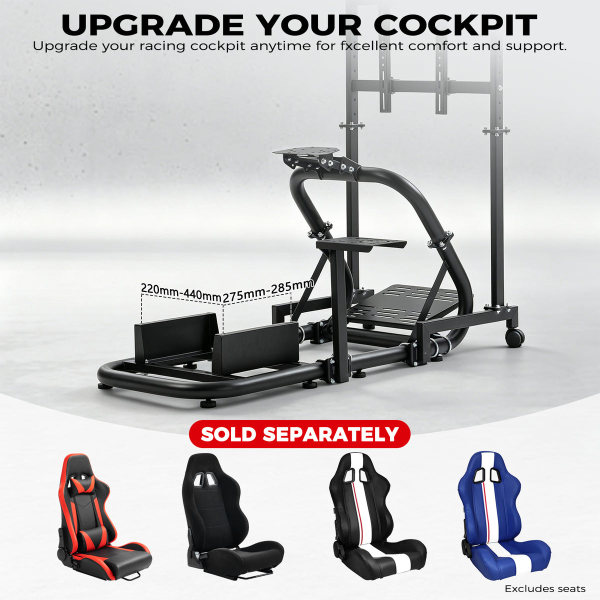 Minneer Racing Sim Mount with Monitor Stand Compatible with Logitech G29 G920, Thrustmaster T248, Fanatec, Professional Gaming Steering Wheel Mount, Seat, Steering Wheel and Foot Pedal Not Provided
