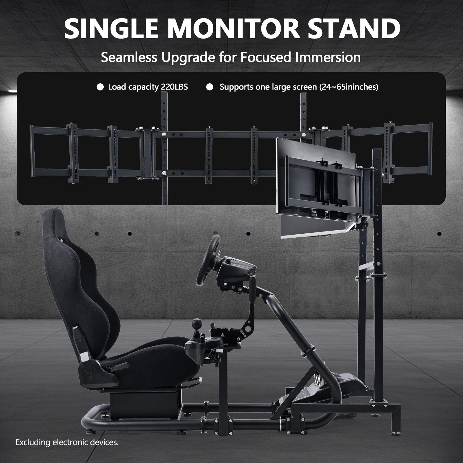 Minneer Racing Sim Cockpit with Red Black and Triple Monitor Stand, Wide Compatibility, Fit for Logitech G29 G923, for Thrustmaster T248, Not Include Steering Wheel,Pedals,Handbrake