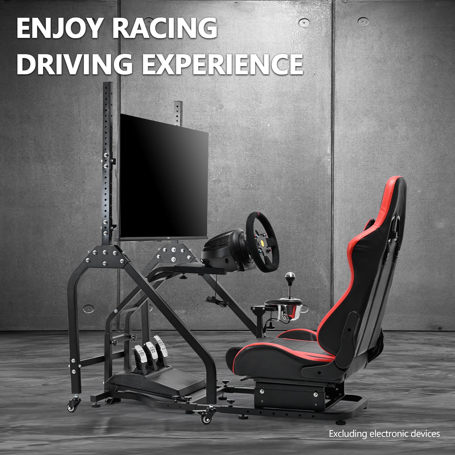 Minneer G29 Racing Simulator Cockpit with Removable Monitor Stand and Adjustable Gaming Seat for Logitech G923 G920 / Thrustmaster T80 T150 T248, Seat, Steering Wheel, Monitor, and Foot Pedals not supplied.