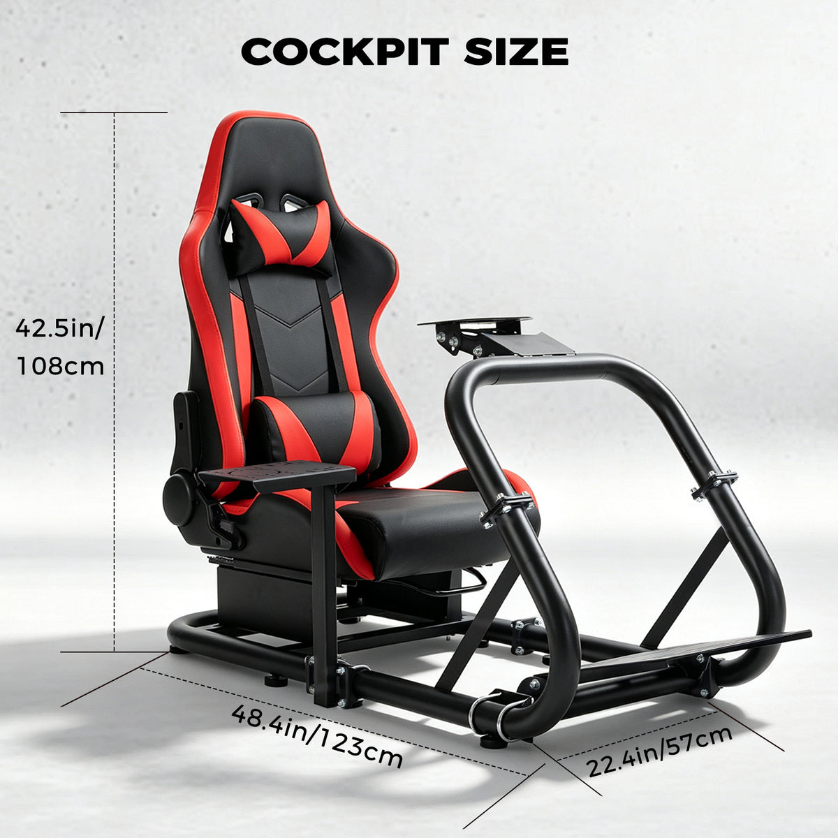 Minneer Racing Simulator Cockpit Pro with Seat Professional Sim Racing Wheel Frame Large Round Tube Fully Adjustable without Pedal Wheel and Handbrake