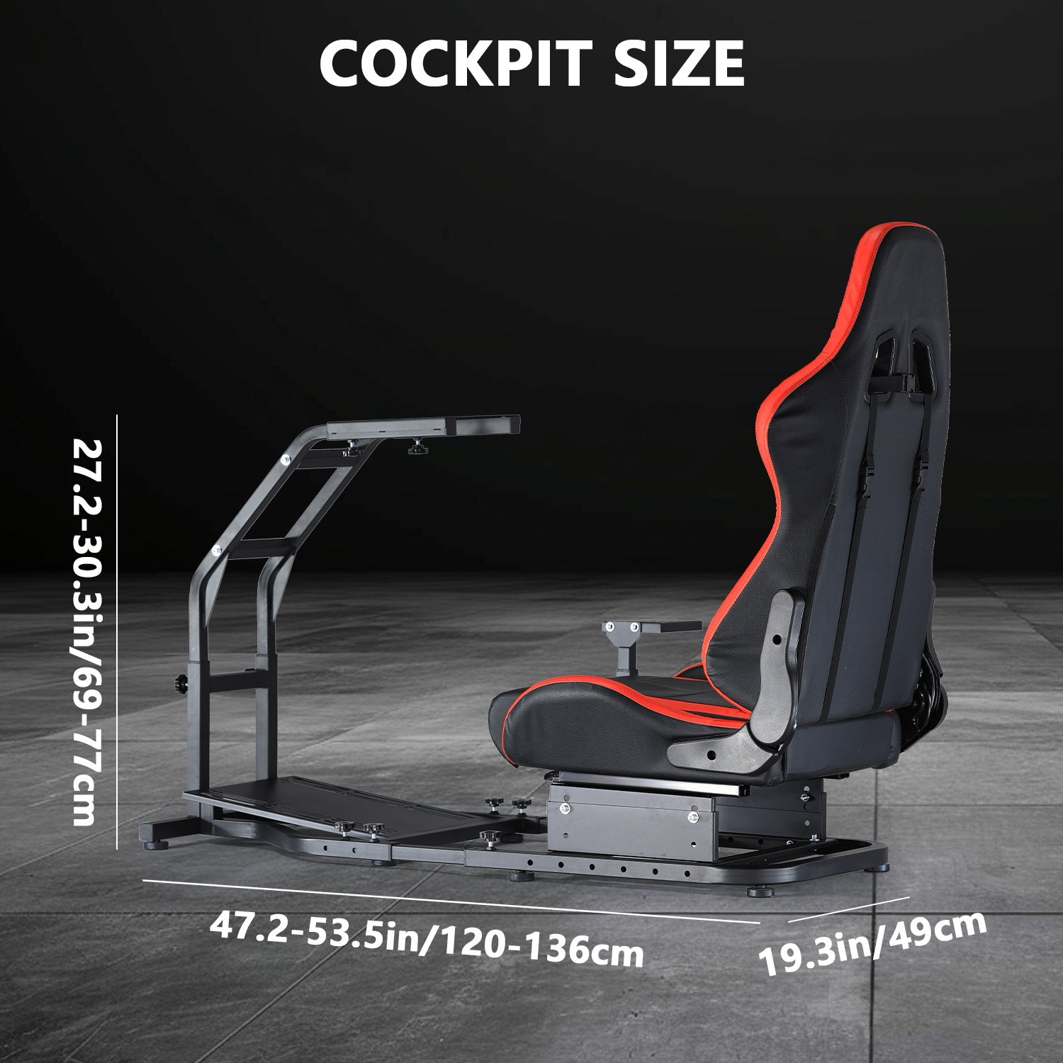 Minneer Driving Sim Cockpit with Red Seat Unobstructed Design for Both Legs Fit for Logitech/Thrustmaster G29,G920,G923,G25&T300RS,T80,T150 Adjustable No Steering Wheel, Handbrake, Pedals