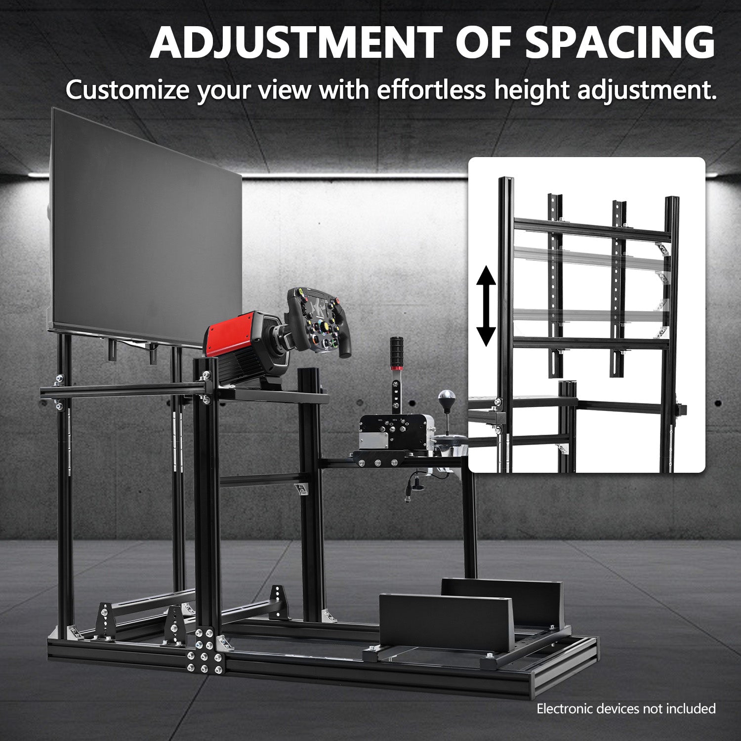 Minneer3060 Aluminum Profile Racing Sim Cockpit with TV stand, Ultra Strength & Rigidity, Fit for Logitech,Thrustmaster, Fanatec G29 G923 T248, Not Include Steering Wheel,Pedals,Handbrake