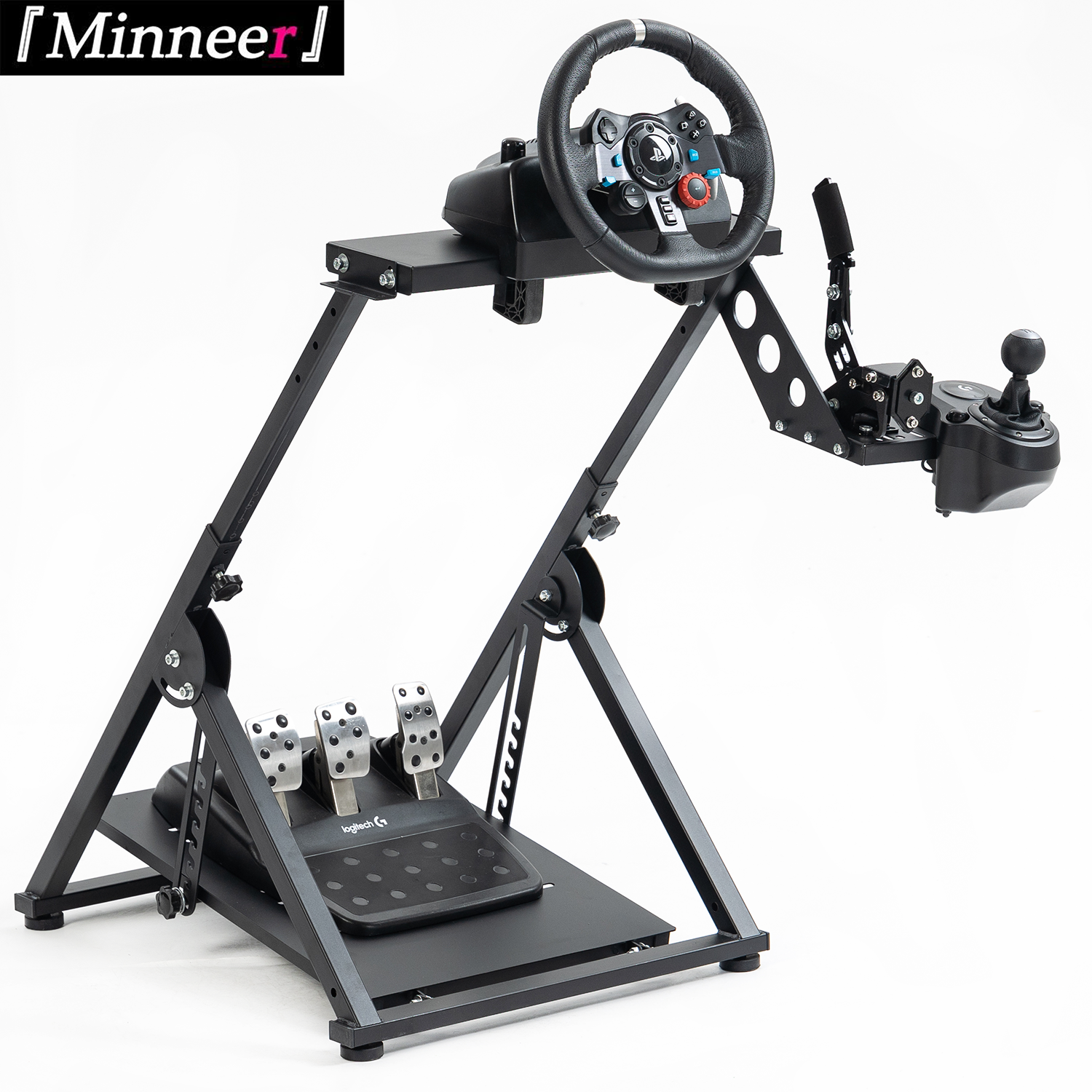 Minneer Racing Wheel Stand Foldable "X" Frame Fit Logitech Thrustmaster