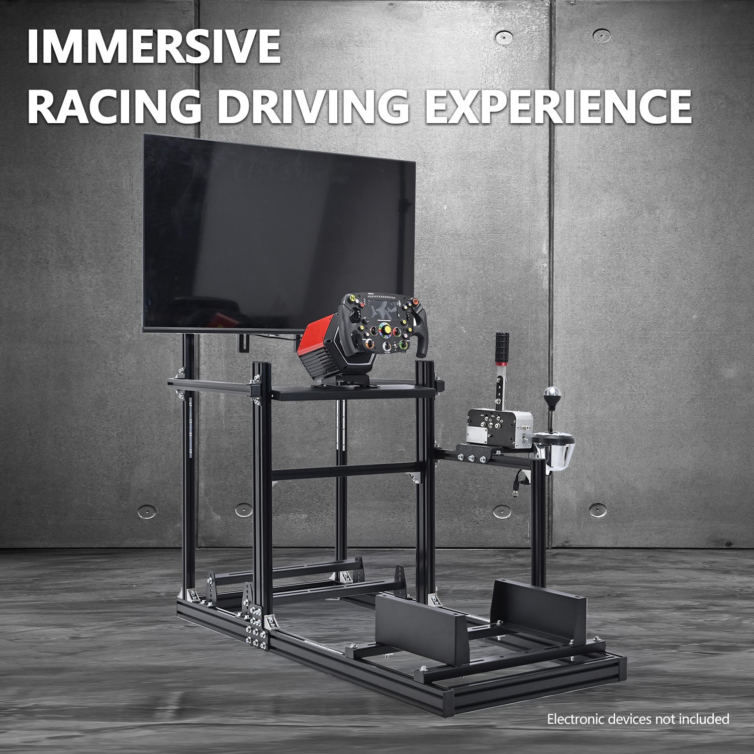 Minneer3060 Aluminum Profile Racing Sim Cockpit with TV stand, Ultra Strength & Rigidity, Fit for Logitech,Thrustmaster, Fanatec G29 G923 T248, Not Include Steering Wheel,Pedals,Handbrake