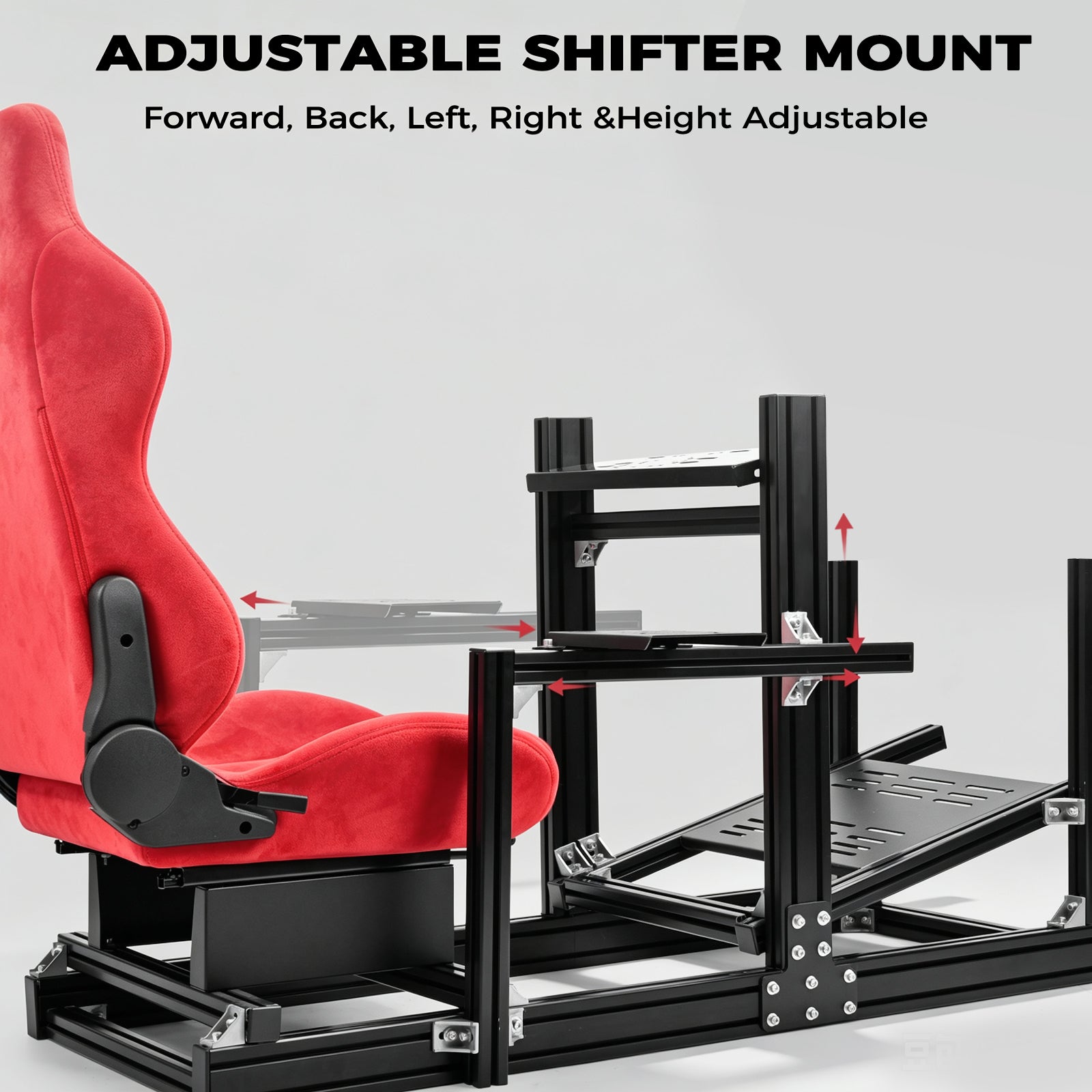 Minneer Racing Simulator Stand With Red Suede Seat Fit for Logitech G29 G920, for Thrustmaster T80, for Fanatec,Adjustable Steering Wheel Stand,Not Included Wheel,Pedals & Shifter