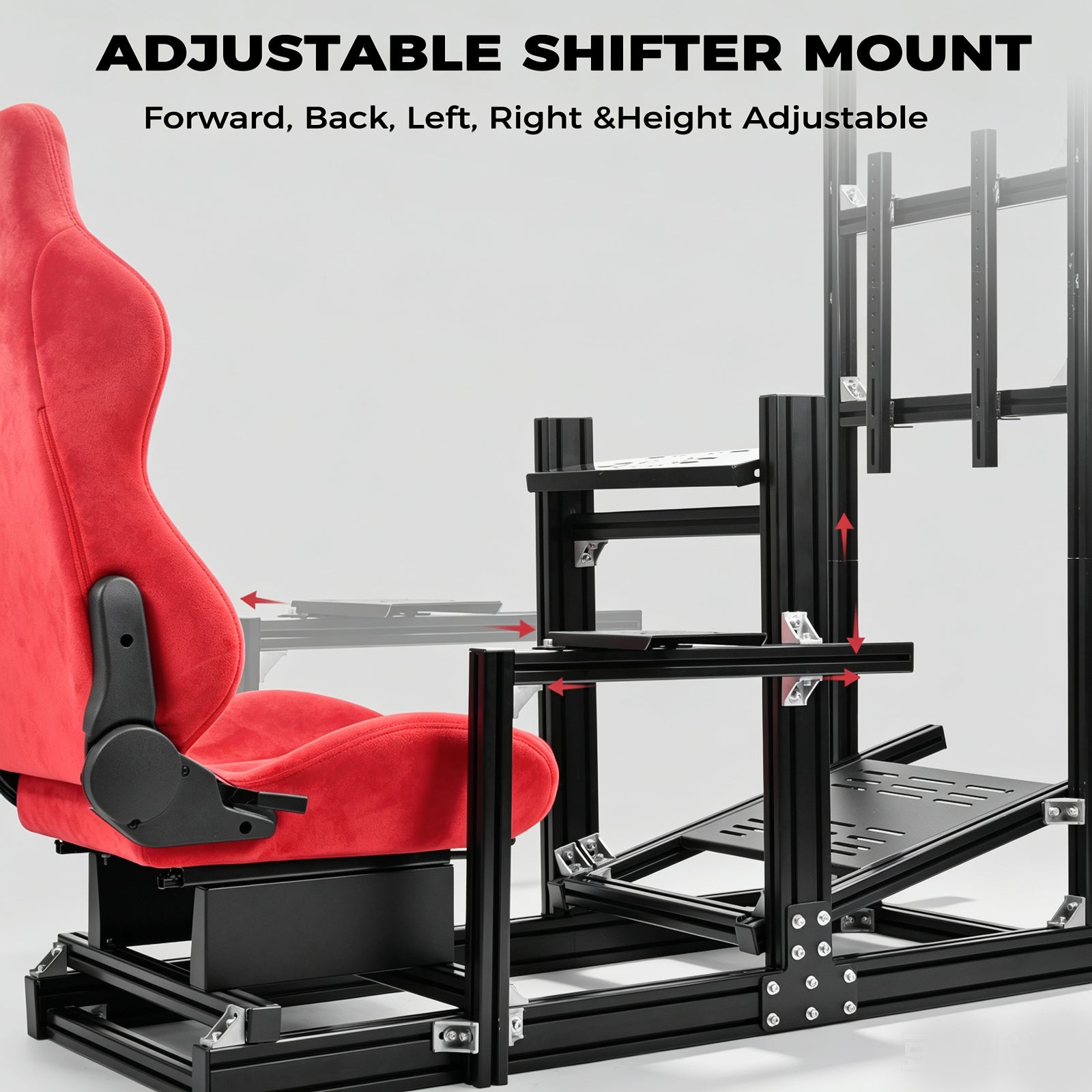 Minneer Racing Simulator Cockpit with Red Suede Seat and Monitor Stand, Fit for Logitech G29 G920 G923, for Thrustmaster, for Fanatec T128, Adjustable Steering Wheel Stand, Not Included Wheel,Pedals and Shifter