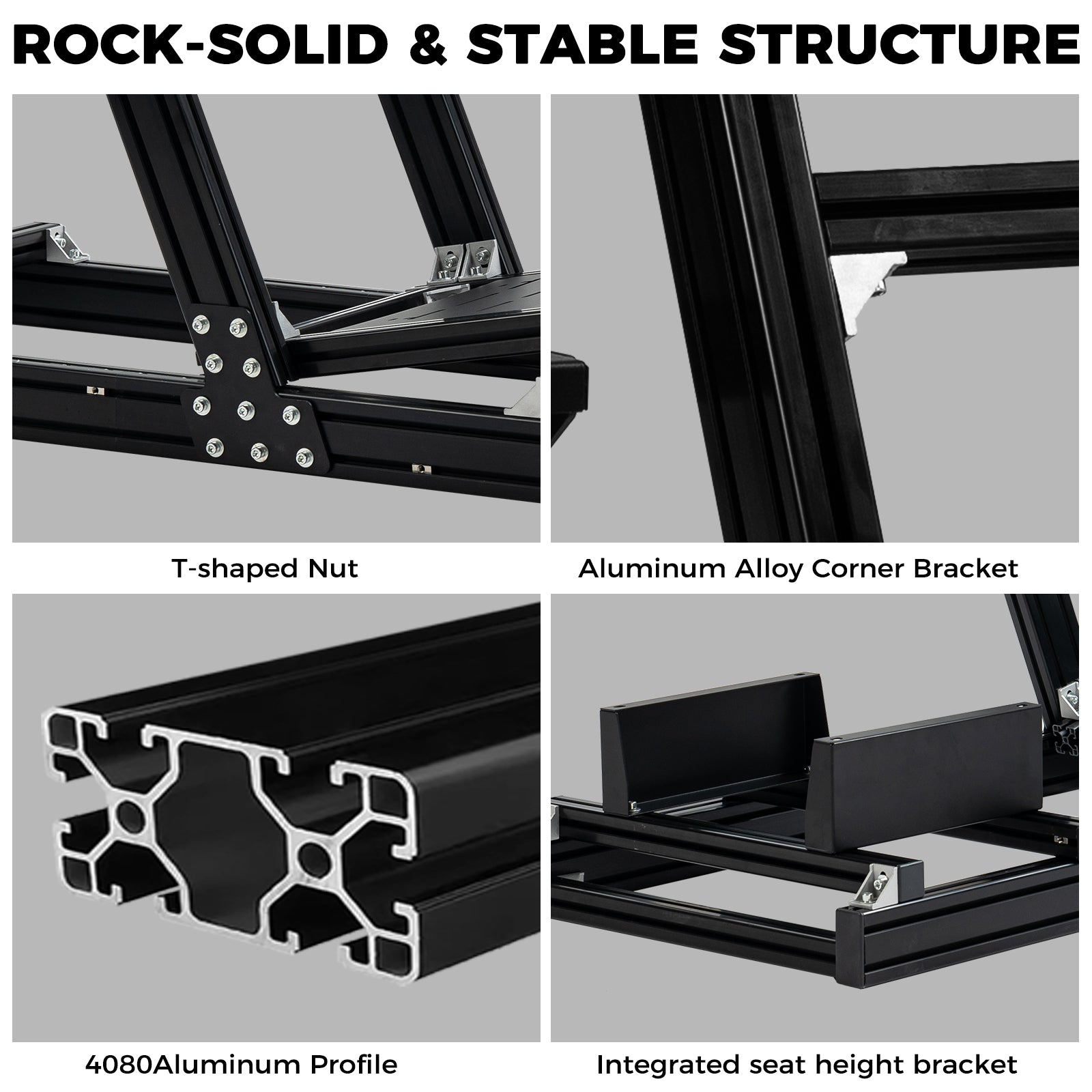 Minneer 4080 Aluminum Racing Simulator Cockpit with Suede Seat and Triple Monitor Stand, Fully Adjustability, Fit for Logitech, Thrustmaster, Fanatec G29 G920 T248, Not Include Steering Wheel,Pedals,Handbrake,Monitor