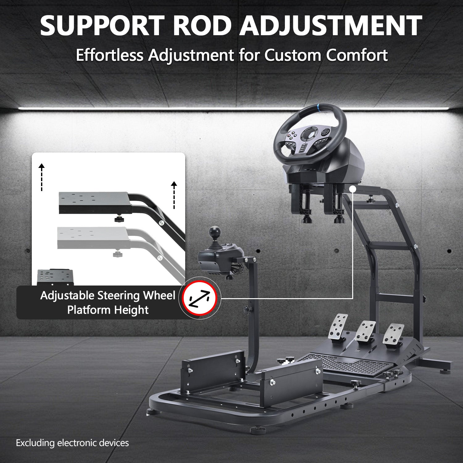 Minneer Racing Simulator Cockpit Gaming Frame Fits for Logitech/Thrustmaster/Fanatec G27 G29 G920 G923 T300,Adjustable Driving Steering Wheel Stand,Not Included Wheel, Pedal and Seat