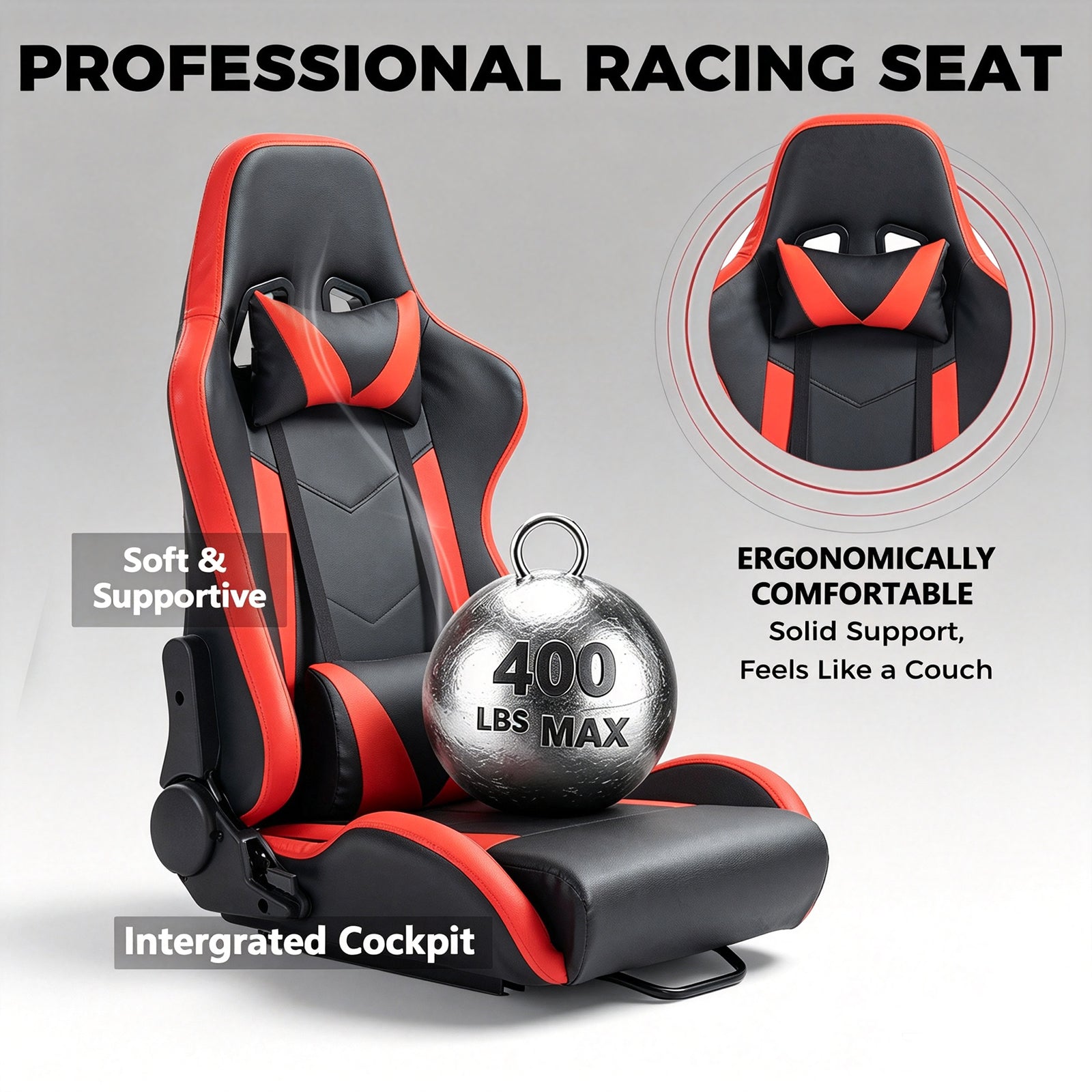 Minneer 3060 Racing Simulator Cockpit with Red Seat & TV Stand ,Ultra Strength & Rigidity, Fit for Logitech G29 G923, Sim frame 3060, Not Include Steering Wheel,Pedals,Handbrake