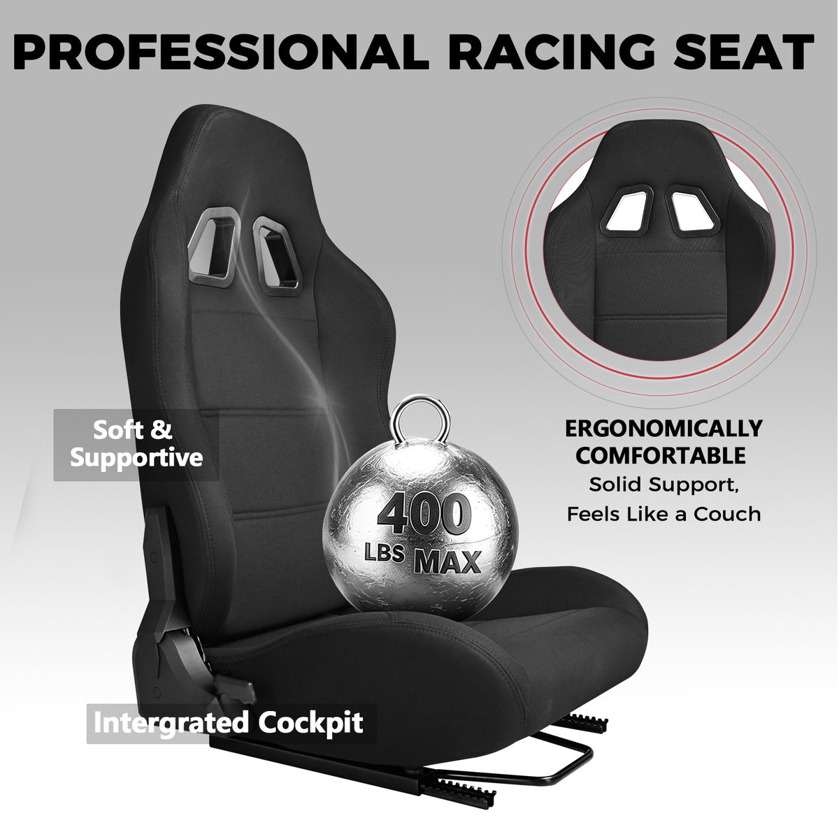 Minneer 4080 Aluminum Profile Racing Sim Cockpit with Black Seat and Monitor stand, Ultra Strength & Rigidity, Fit for Logitech,Thrustmaster, Fanatec G29 G923 T248, Not Include Steering Wheel,Pedals,Handbrake