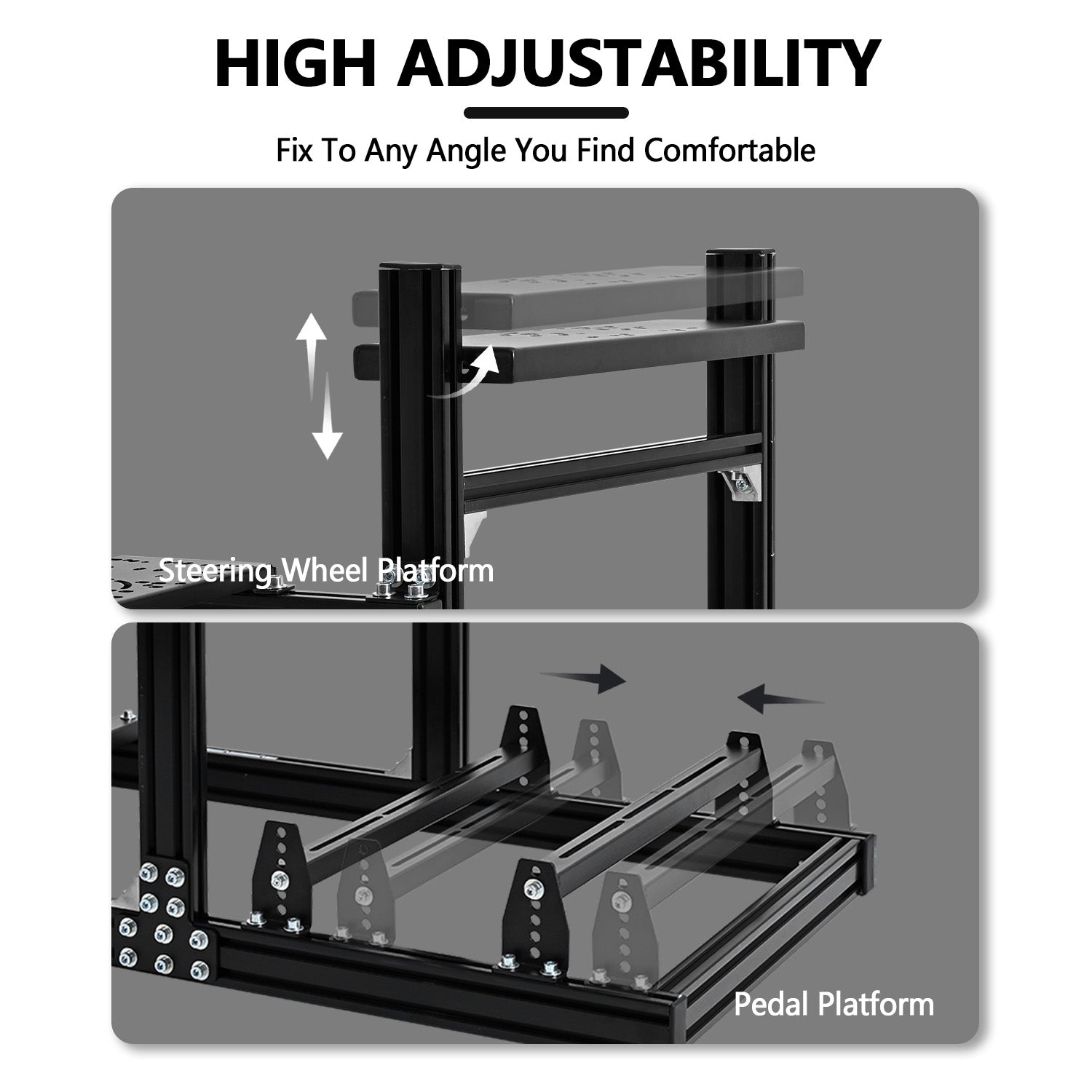 Minneer3060 Aluminum Profile Racing Sim Cockpit with TV stand, Ultra Strength & Rigidity, Fit for Logitech,Thrustmaster, Fanatec G29 G923 T248, Not Include Steering Wheel,Pedals,Handbrake