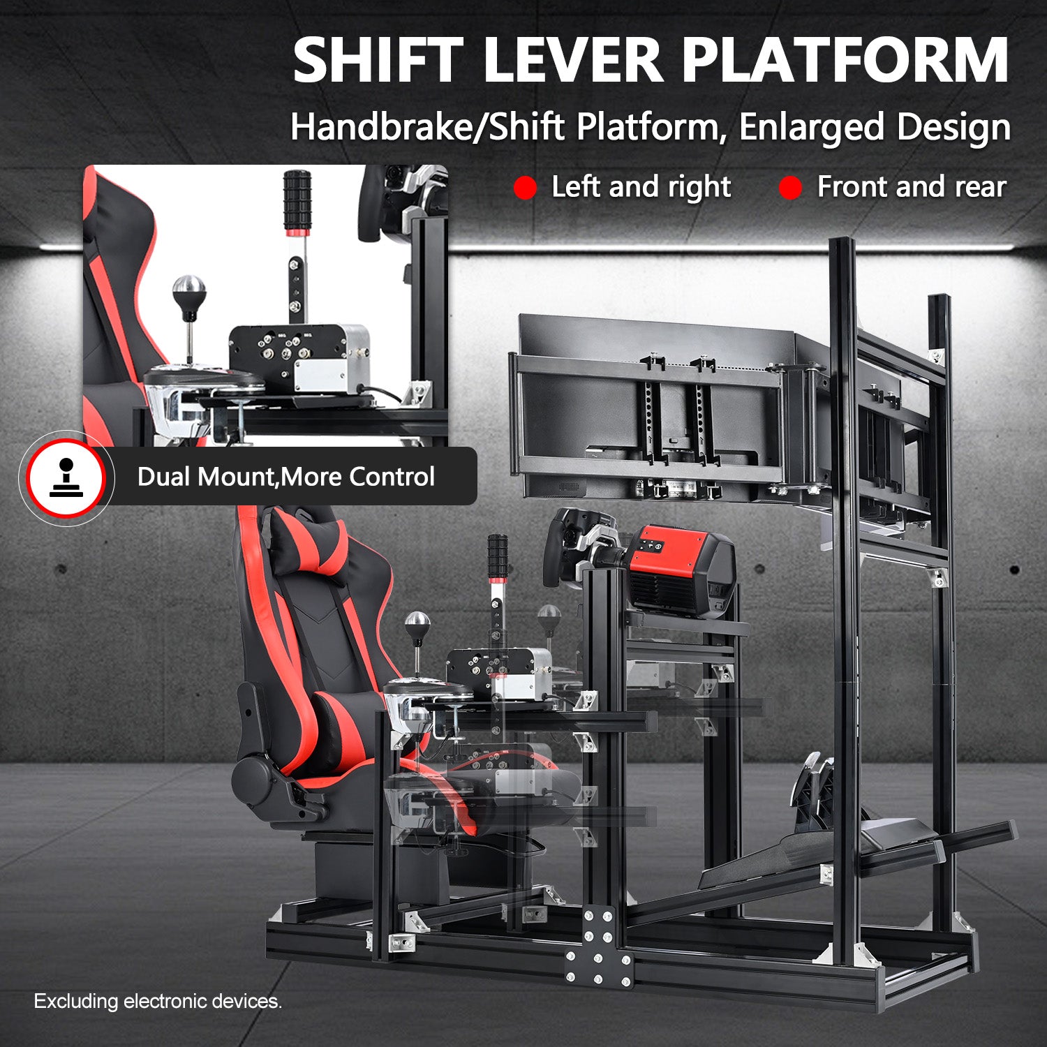 Minneer 4080 Aluminium Profile Racing Sim Cockpit with Red Seat and Triple Monitor Stand, Fully Adjustability, Fit for Logitech,Thrustmaster, Fanatec G29 G923 T248, Not Include Steering Wheel,Pedals,Handbrake