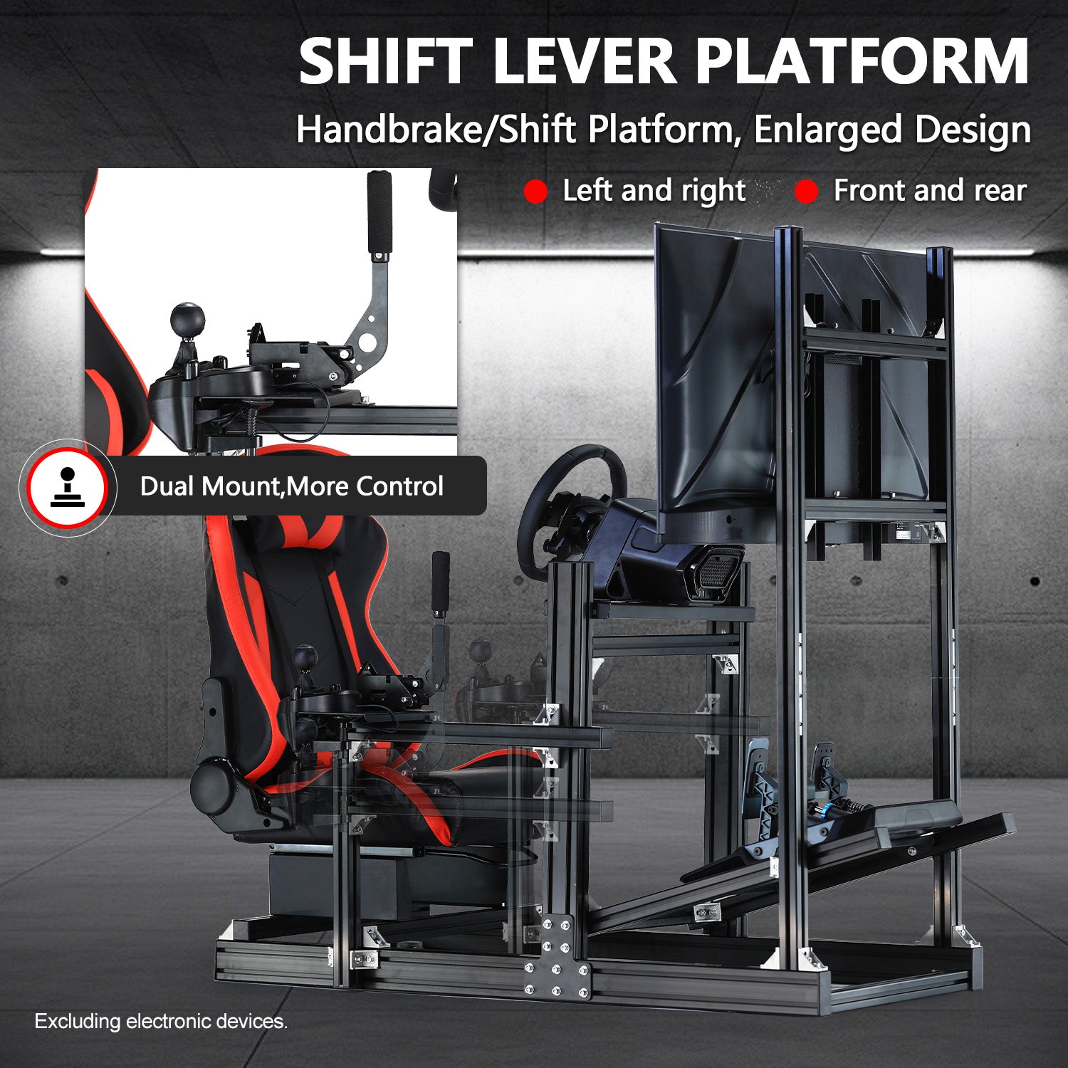 Minneer 4080 Aluminium Profile Racing Sim Cockpit with Red Seat and Monitor Stand, Fully Adjustability, Fit for Logitech,Thrustmaster, Fanatec G29 G923 T248, Not Include Steering Wheel,Pedals,Handbrake