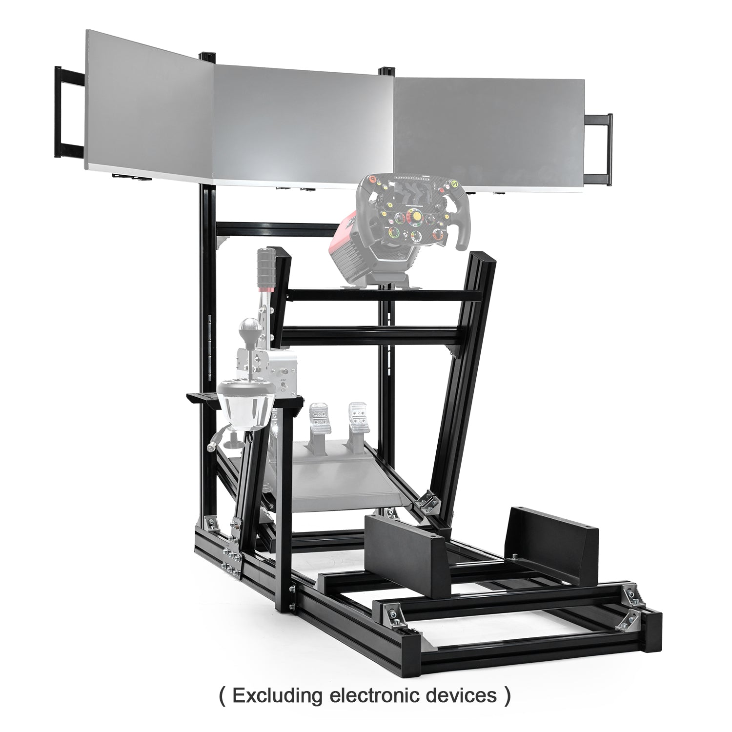 Minneer 4080 Aluminum Profile Sim Racing Cockpit with Triple Monitor Stand, Unlimited Adjustment, Suitable For Thrustmaster, Fanatec, Moza, Logitech g29 g920, Not Include Steering,TV,Wheel,Pedals,Handbrake