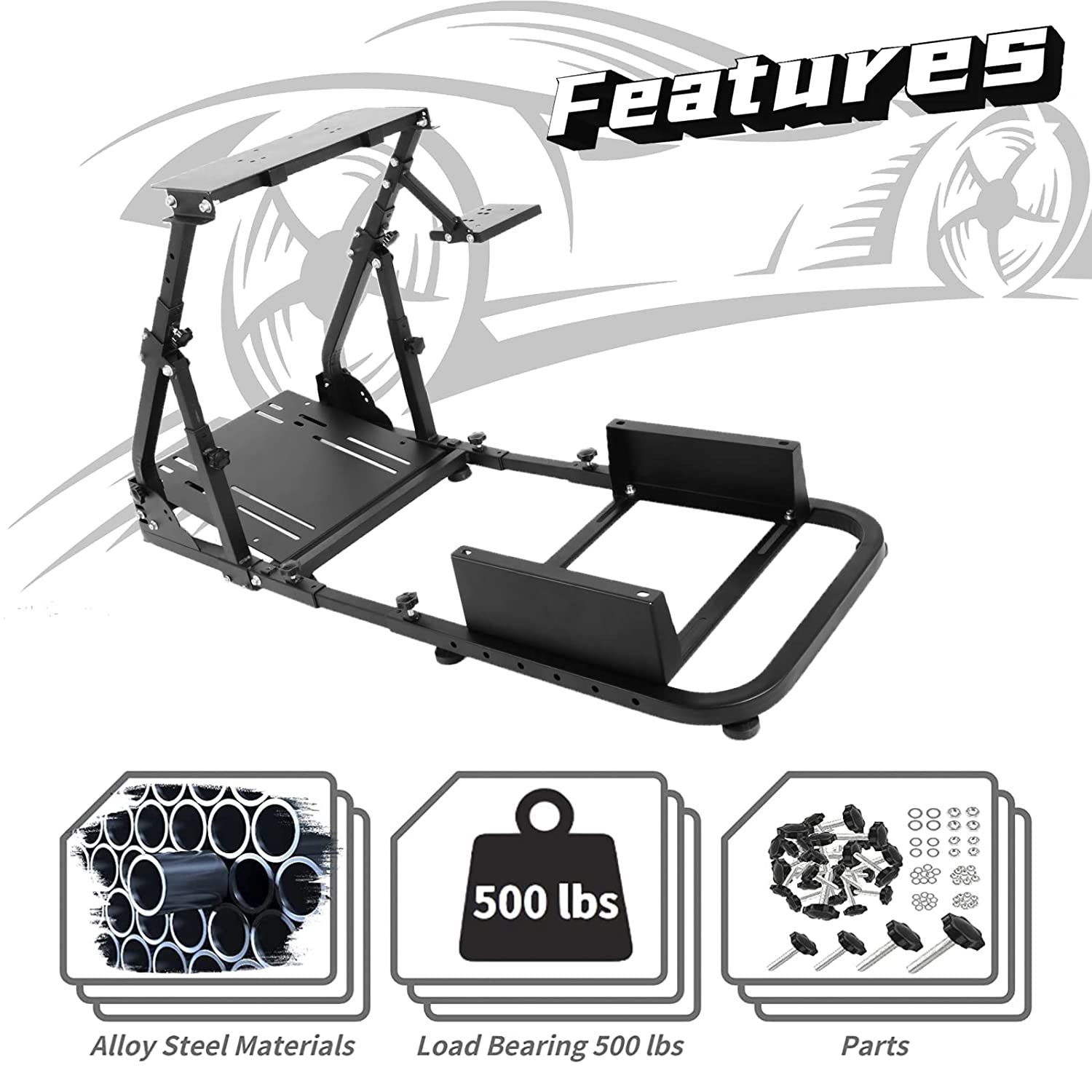 Minneer Racing Simulator Cockpit with Double Support Arms Foldable Fit Logitech Thrustmaster
