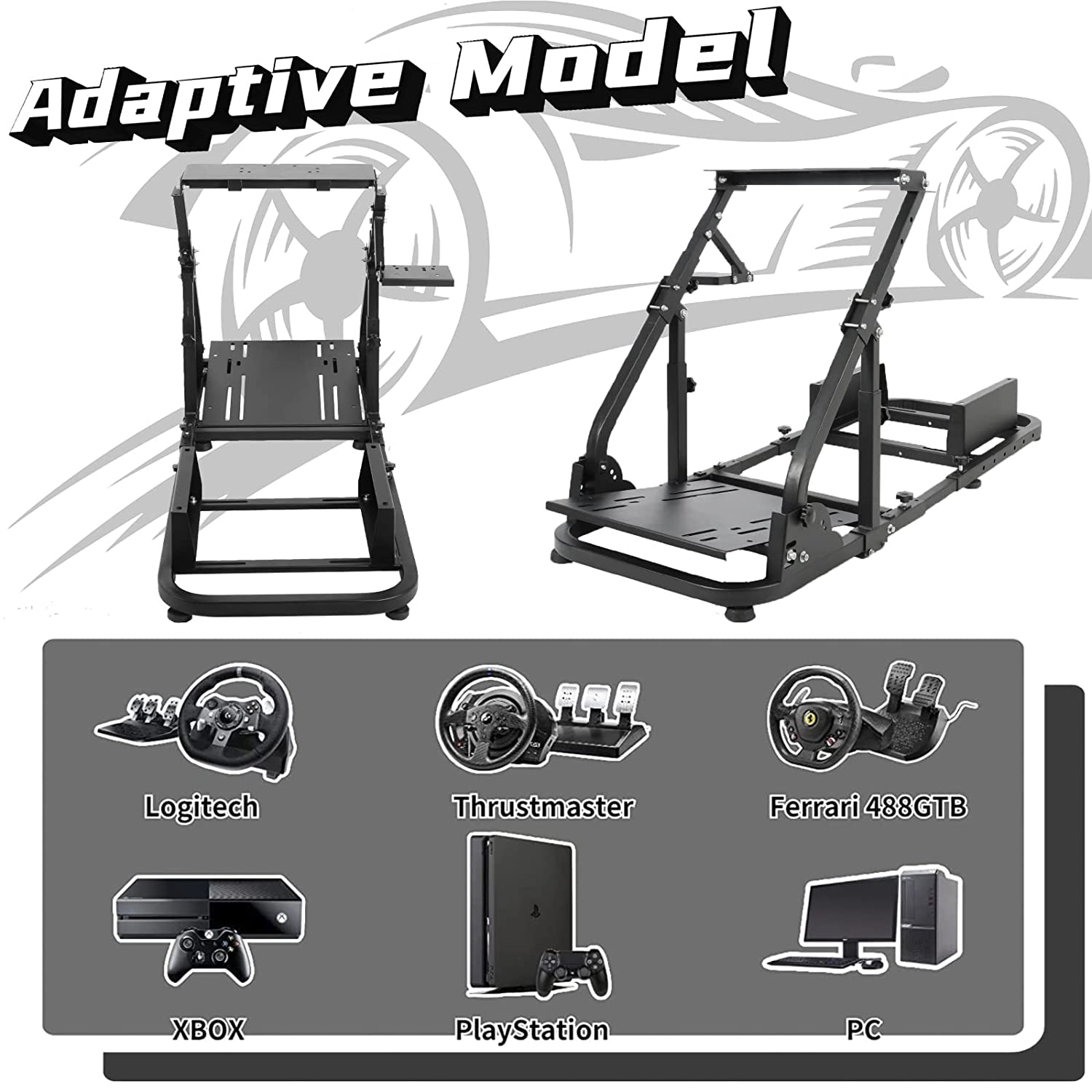 Minneer Racing Simulator Cockpit with Double Support Arms Foldable Fit Logitech Thrustmaster