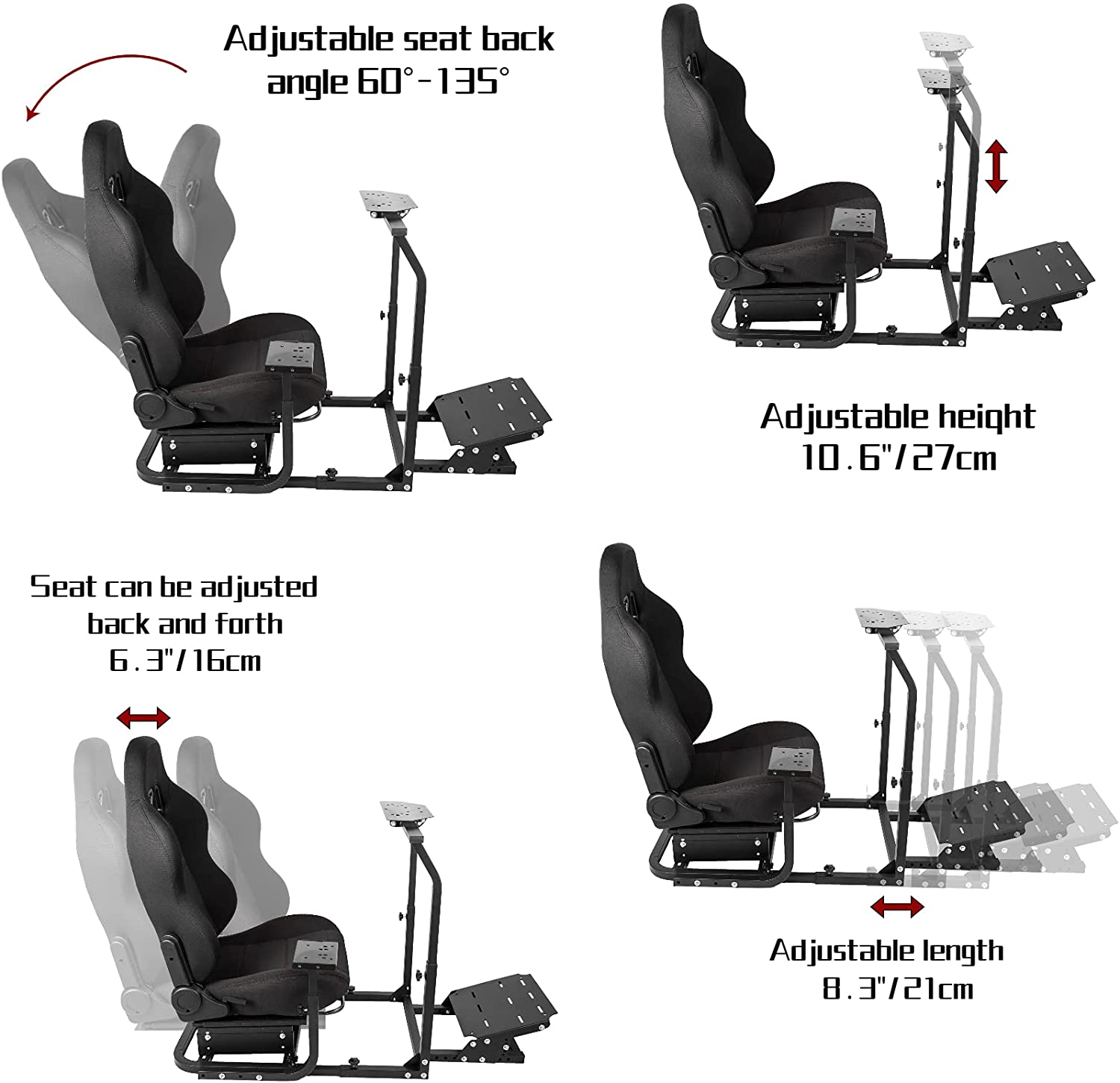 Minneer Driving Simulator Cockpit with Seat Fit Logitech Thrustmaster Fanatec