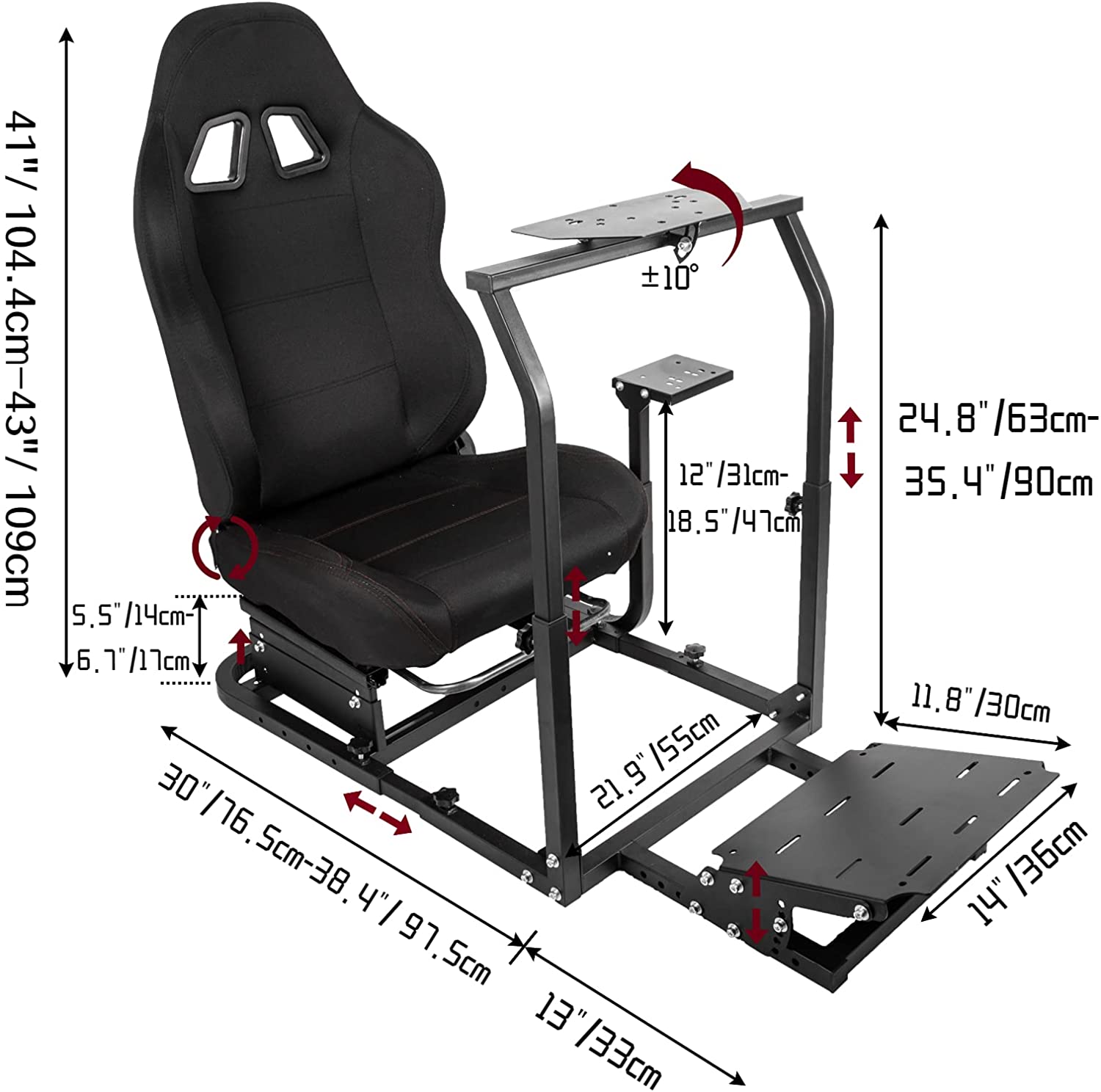 Minneer Driving Simulator Cockpit with Seat Fit Logitech Thrustmaster Fanatec