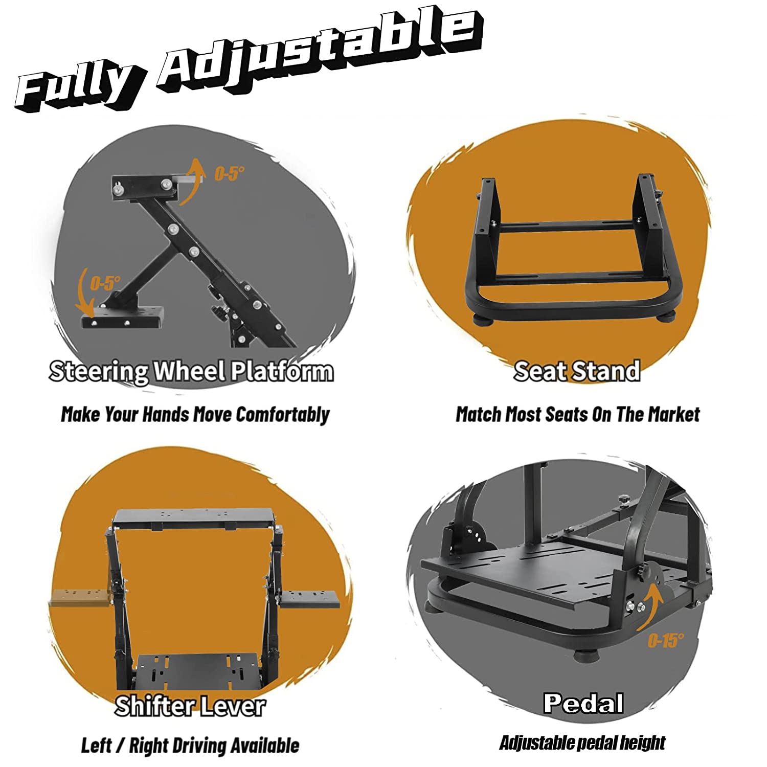 Minneer Racing Simulator Cockpit with Double Support Arms Foldable Fit Logitech Thrustmaster