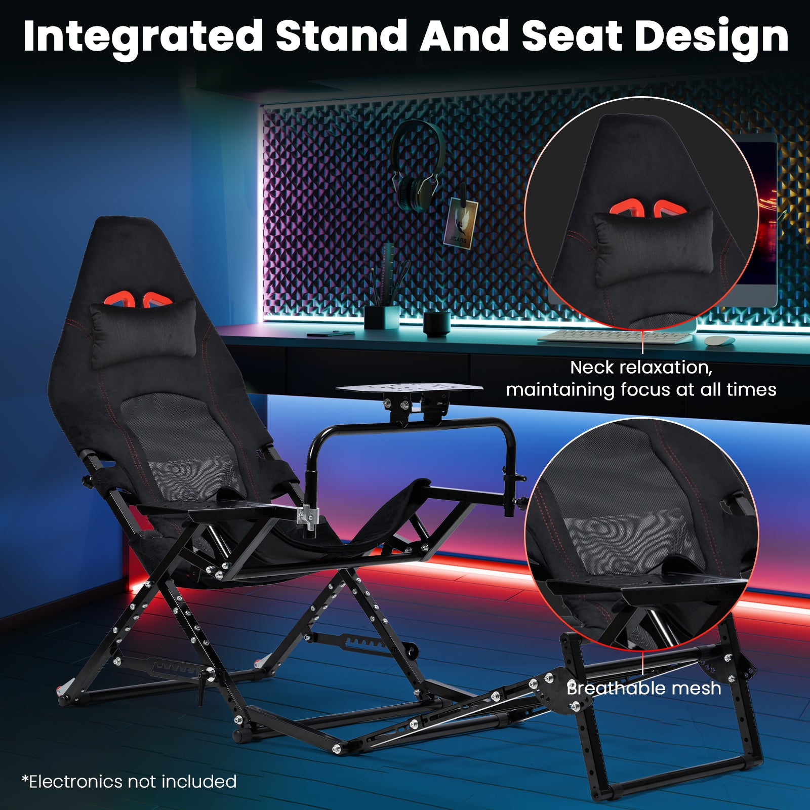 Minneer X-Type Foldable Racing Sim Cockpit – Adjustable & Universal Fit for Logitech G29, G920, G923, Thrustmaster T-GT II, T248 (Gear Not Included)