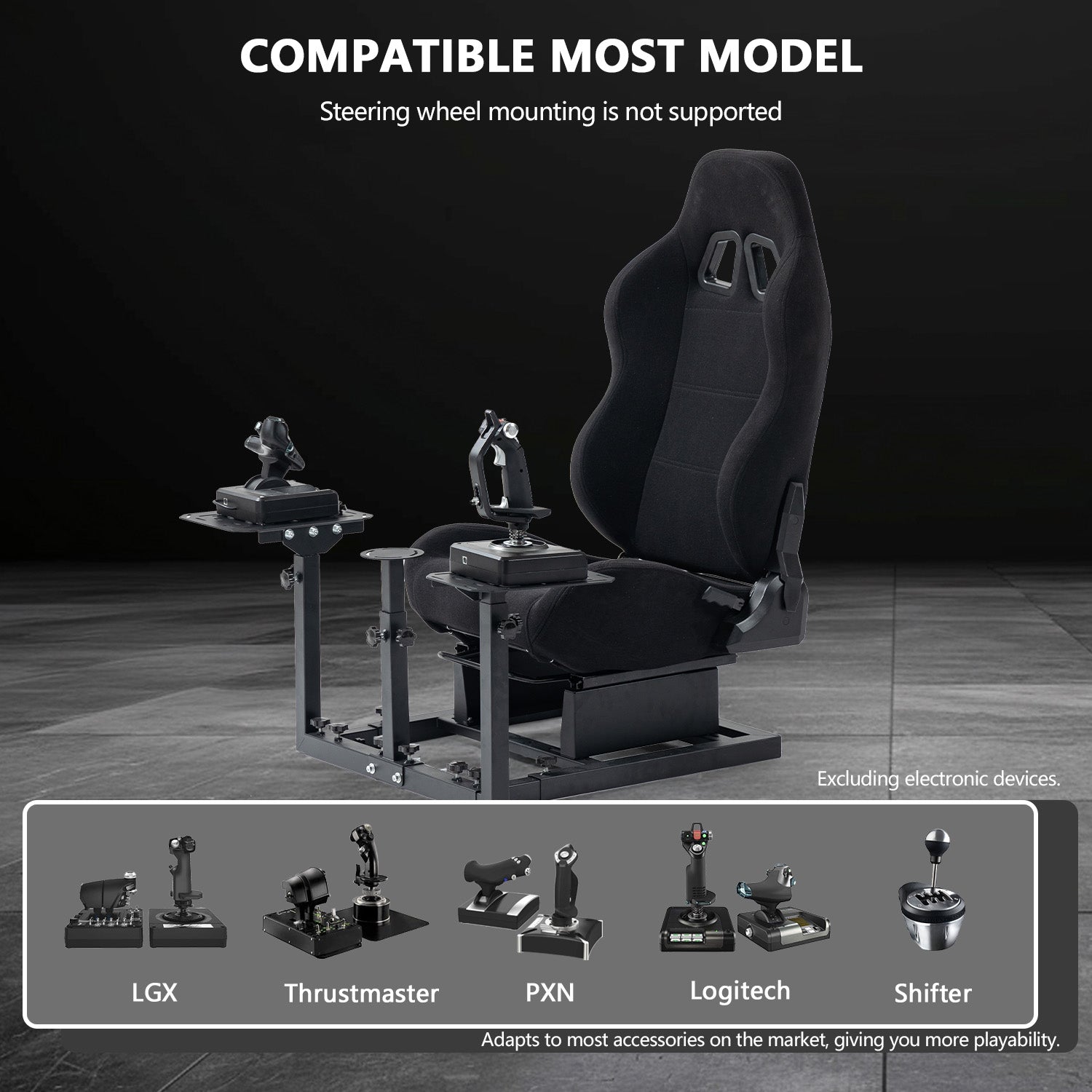 Minneer Flight Simulator Cockpit Stand with Black Seat Fit Logitech X52 X56 Thrustmaster A10C HotasWarth