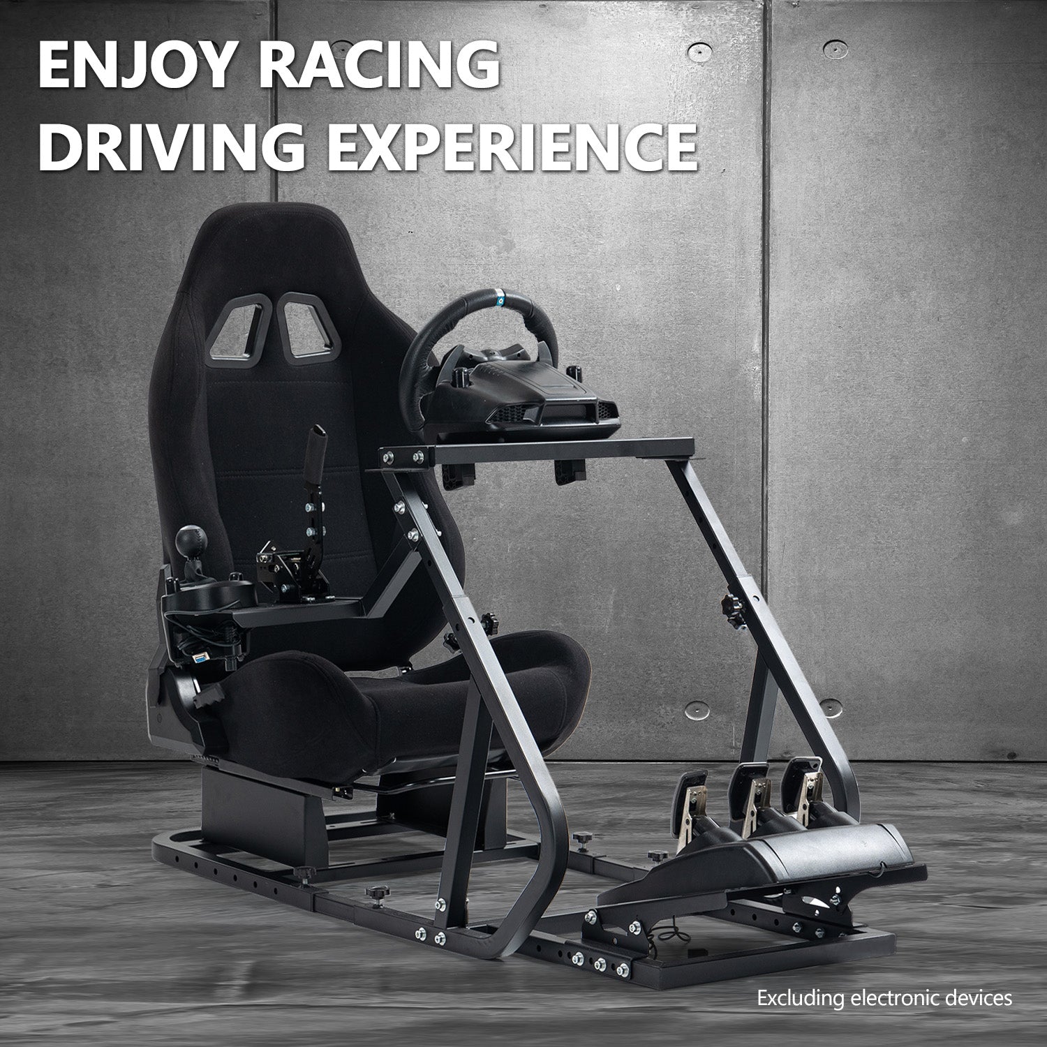 Minneer Driving Simulator Cockpit with Black Gaming Seat Fit Logitech G29 Thrustmaster