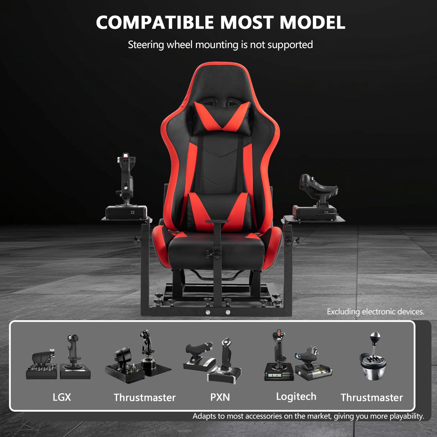Minneer™ Flight Simulator Cockpit Fit for Logitech X52/X52pro/X56, Thrustermaster HOTAS WARTHOG, Compatible with Xbox One, PS4, PC Platforms (Included Red Seat)