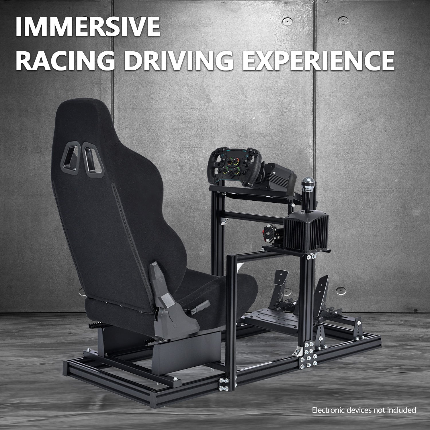 Minneer F1 3060 Aluminum Racing Sim Cockpit with Black Seat Fit for Logitech G29 G923
