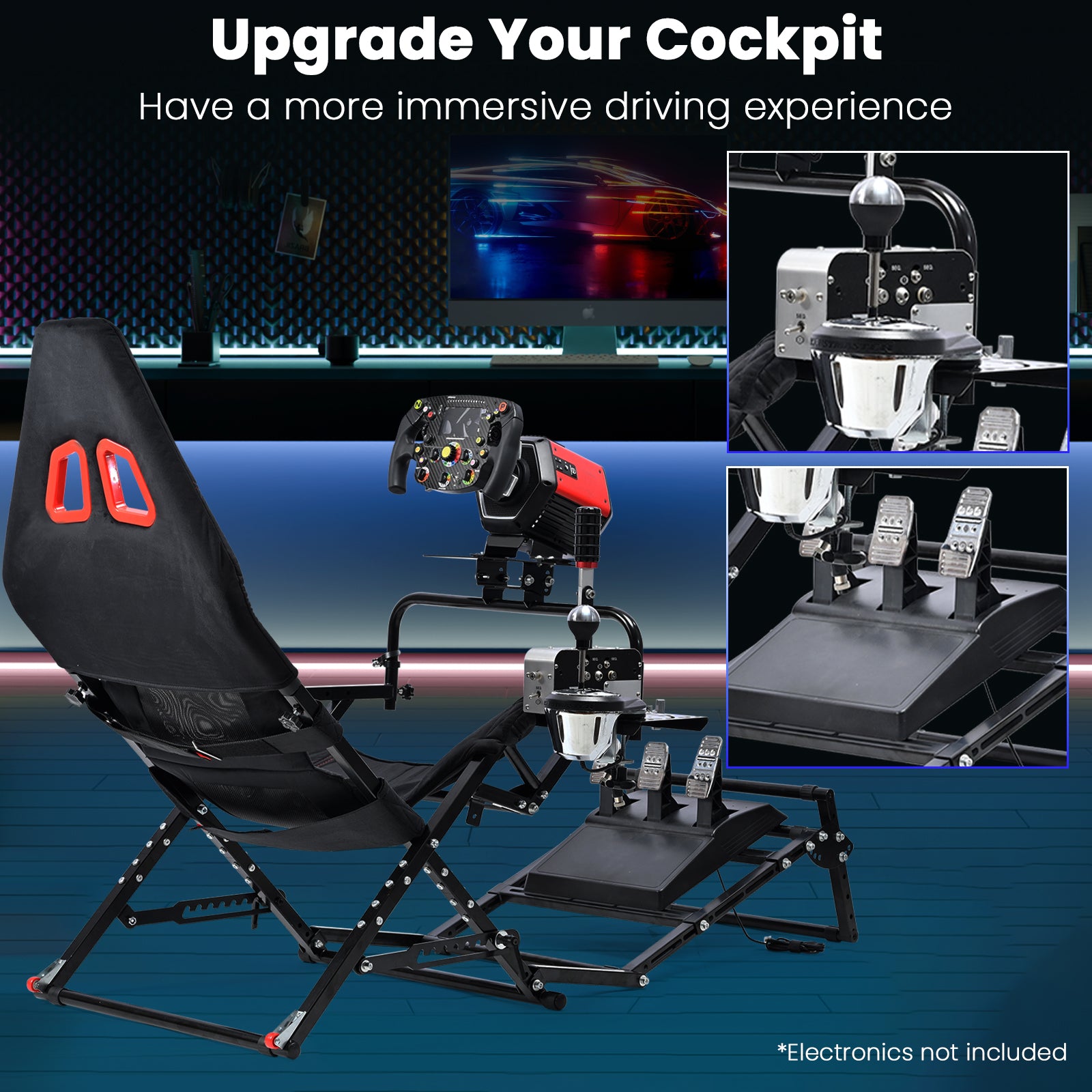 Minneer X-Type Foldable Racing Sim Cockpit – Adjustable & Universal Fit for Logitech G29, G920, G923, Thrustmaster T-GT II, T248 (Gear Not Included)