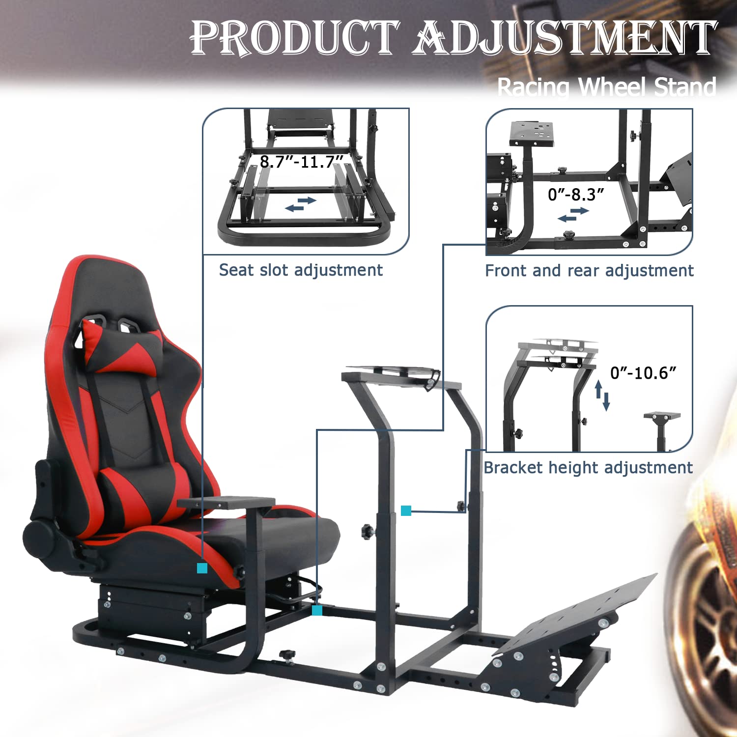 Minneer Racing Simulator Cockpit Stable with Seat Fit Logitech Thrustmaster