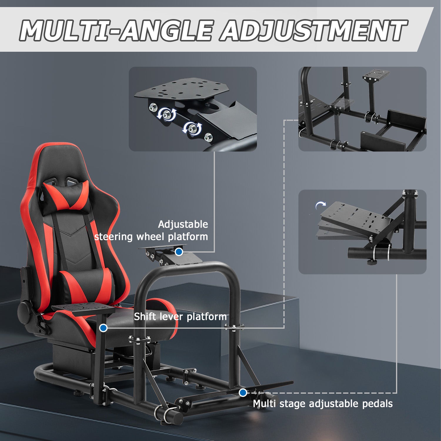 Minneer Racing Simulator Cockpit with Seat Fit Logitech G29 G920 Fanatec CSL-DD