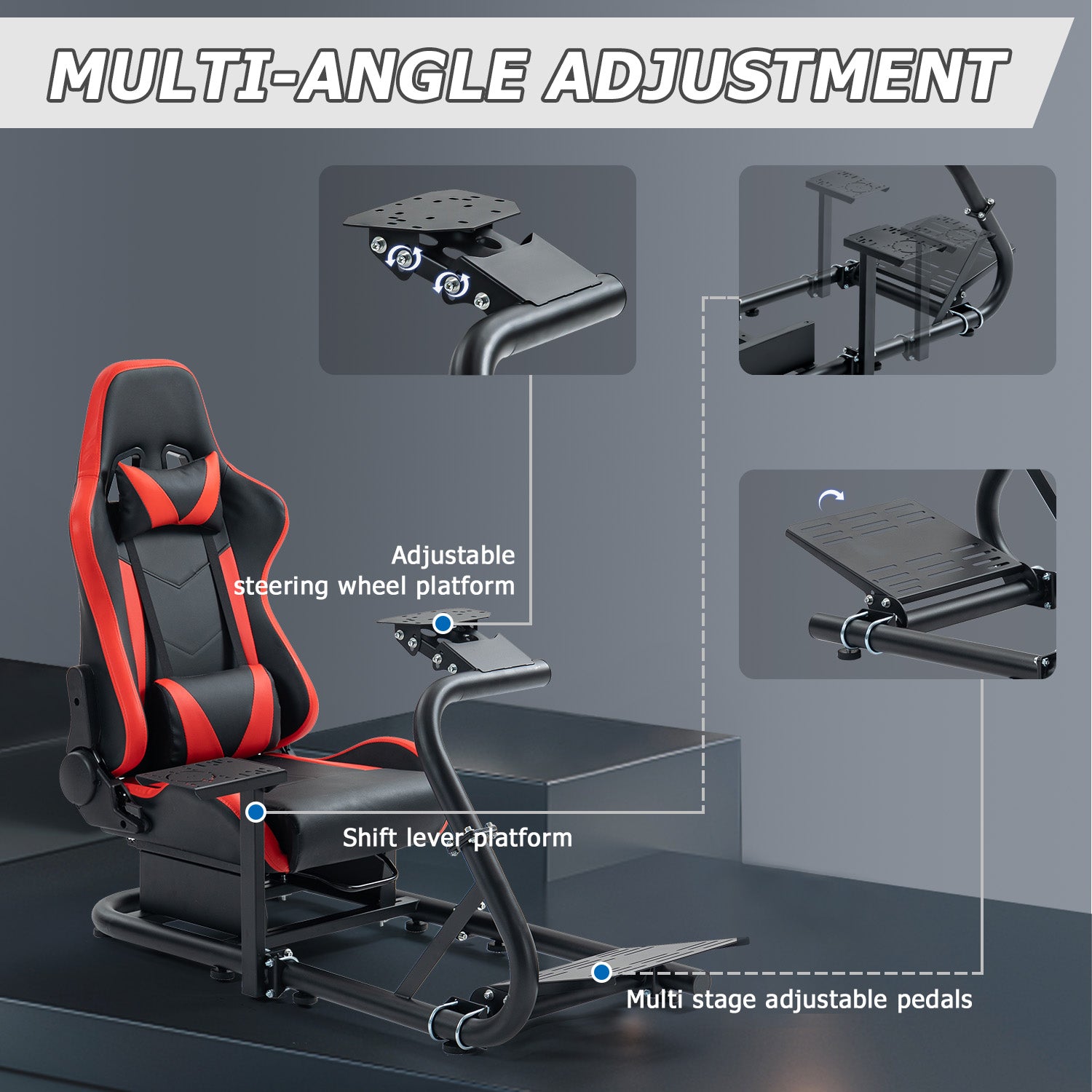 Minneer Sim Racing Cockpit with Seat Fit Logitech G29 G920 G923 Thrustmaster T300RS